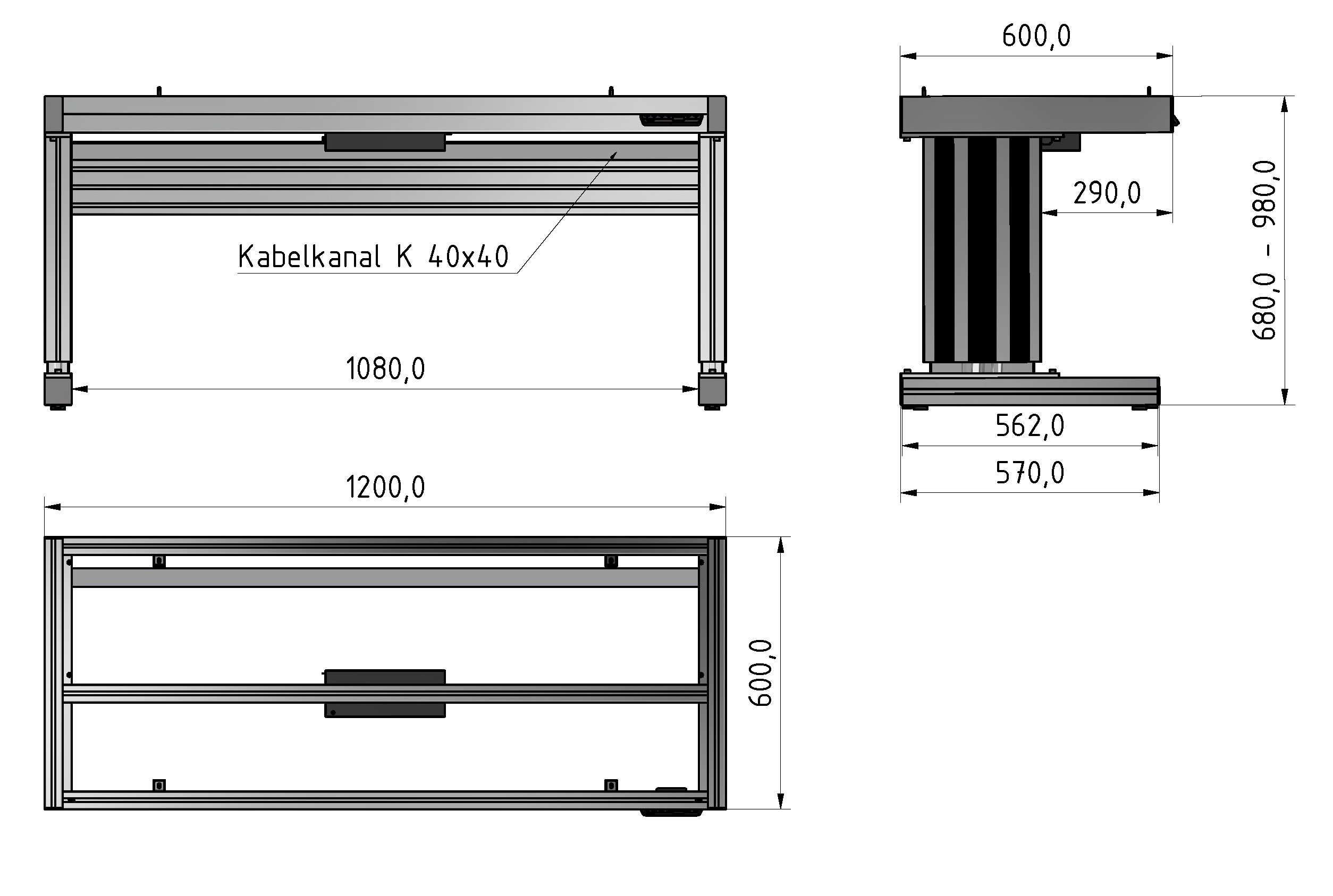C Line ergo Tischgestell 