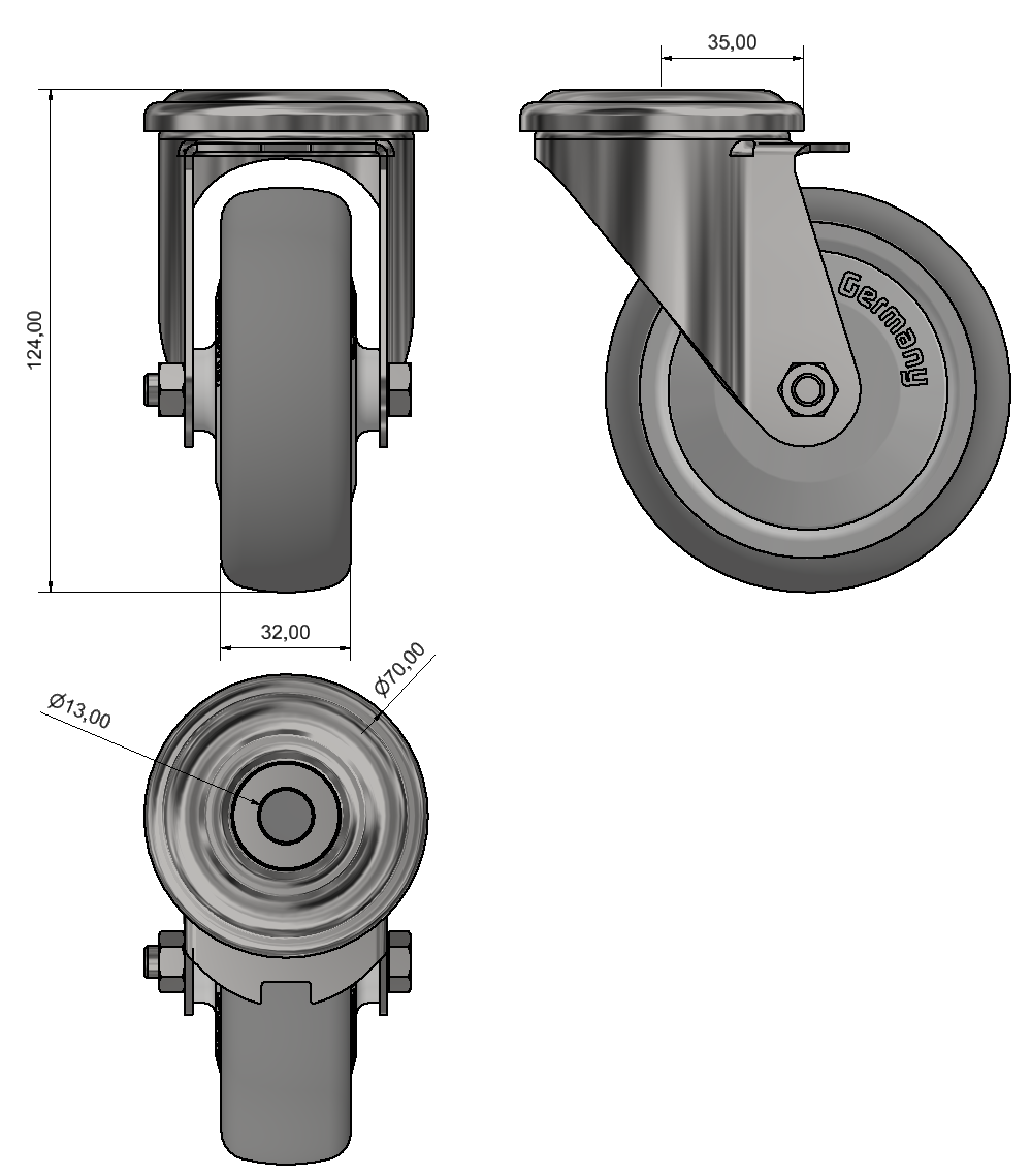 Lenkrolle D100 schwer