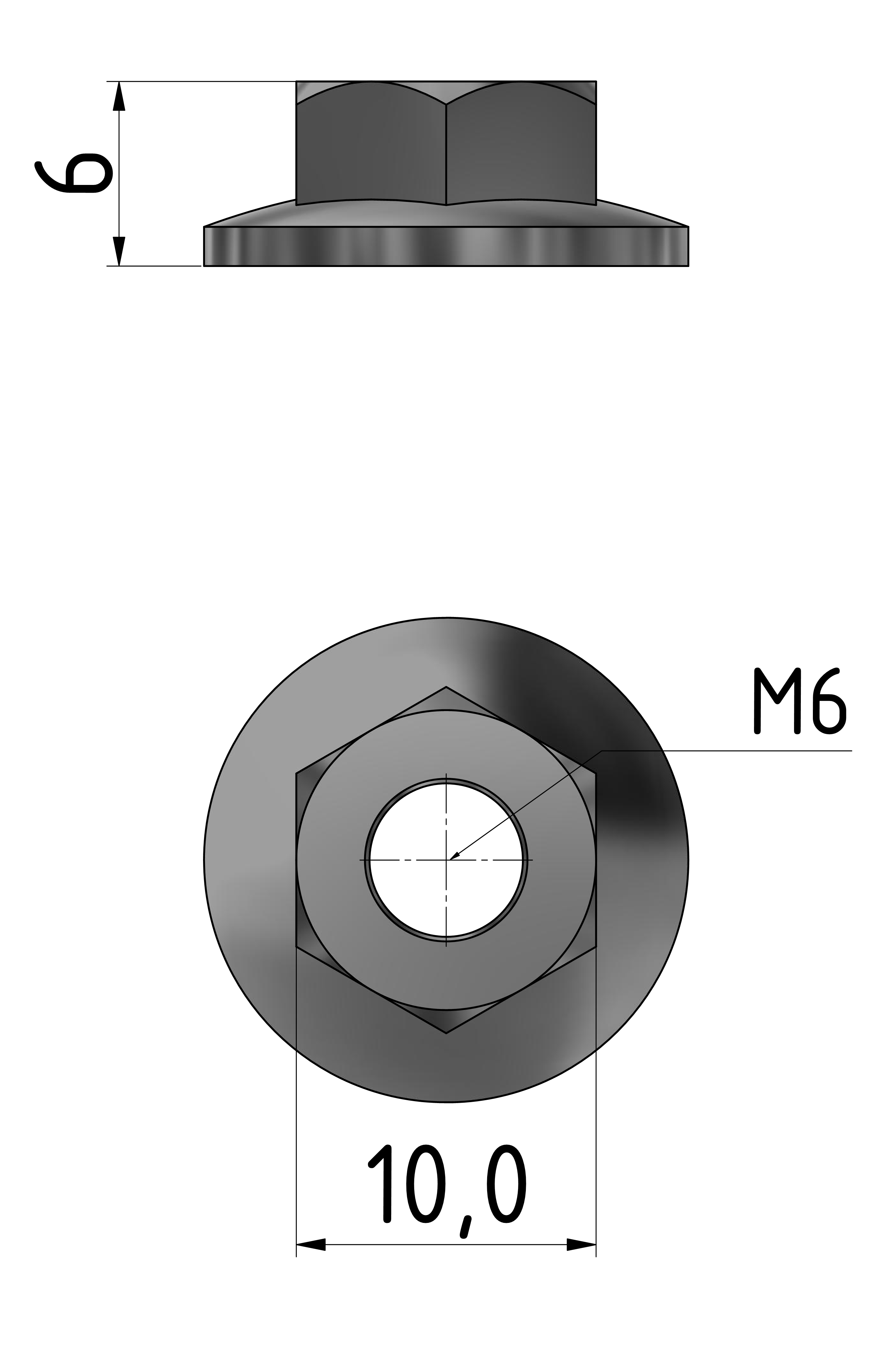 Mutter M6 mit Bund selbstsichernd, Schrauben, Muttern, Scheiben, Schrauben,  Normteile und Kugellager, Kartshop