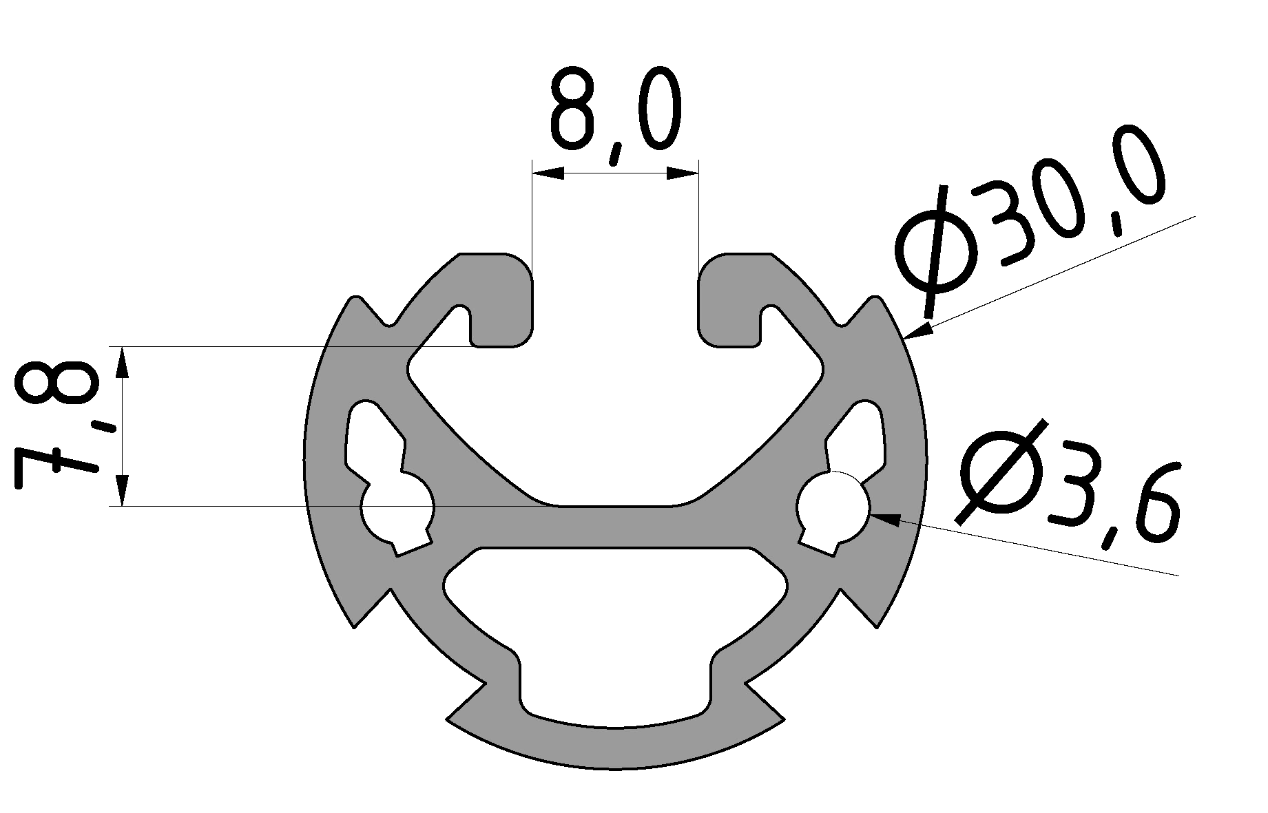 Profile Tube 8 D30, natural Profile Tube 8 D30, natural