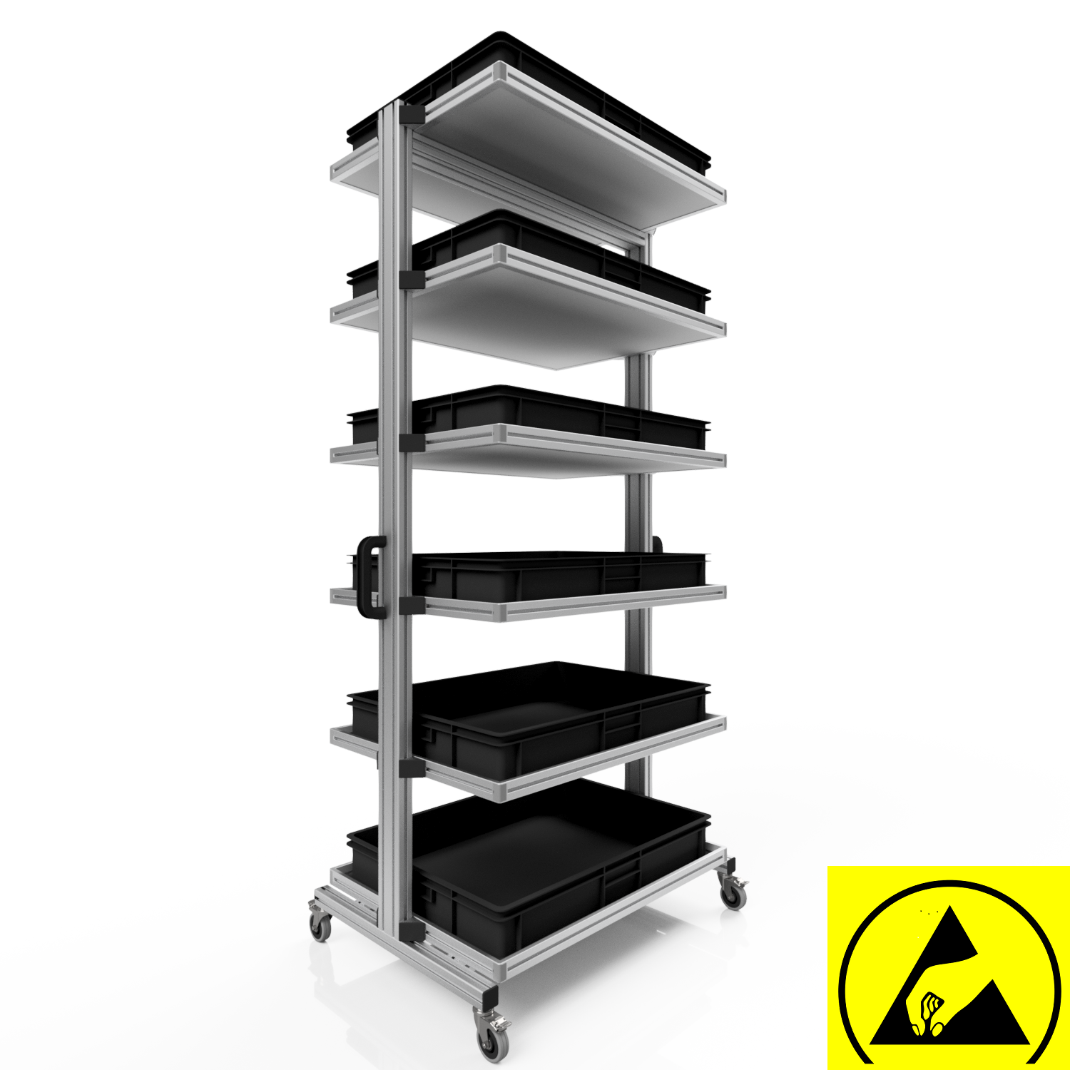 ESD system trolley for Euro containers 80 x 60 H 200 cm without pull-out