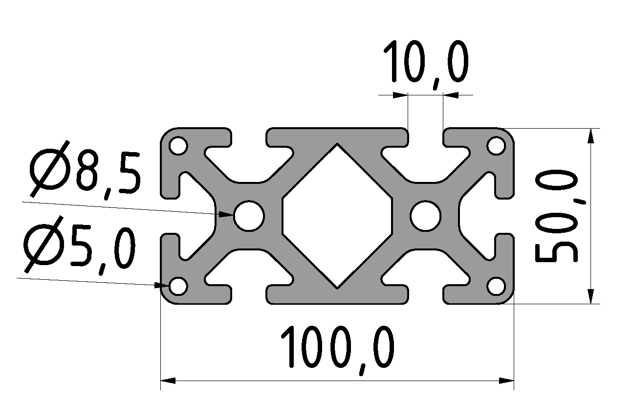 Profil 10 100x50, natur Profil 10 100x50, natur
