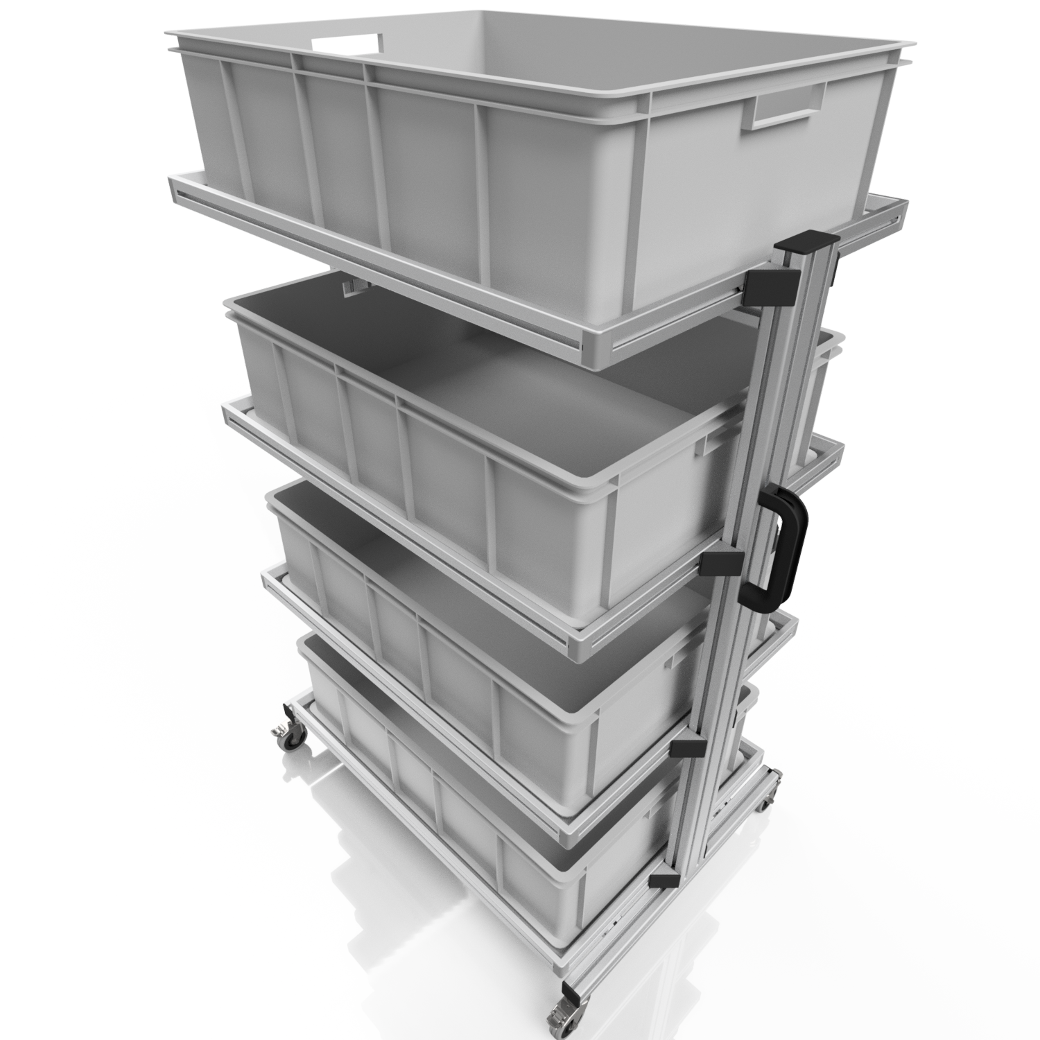 System trolley for Euro containers 80 x 60 H 134 cm without pull-out