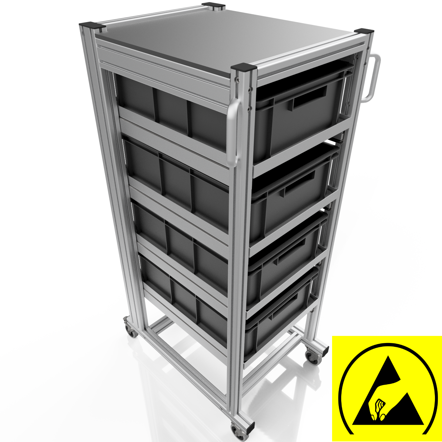 ESD Systemwagen für Eurobehälter 60x40 H 134 cm