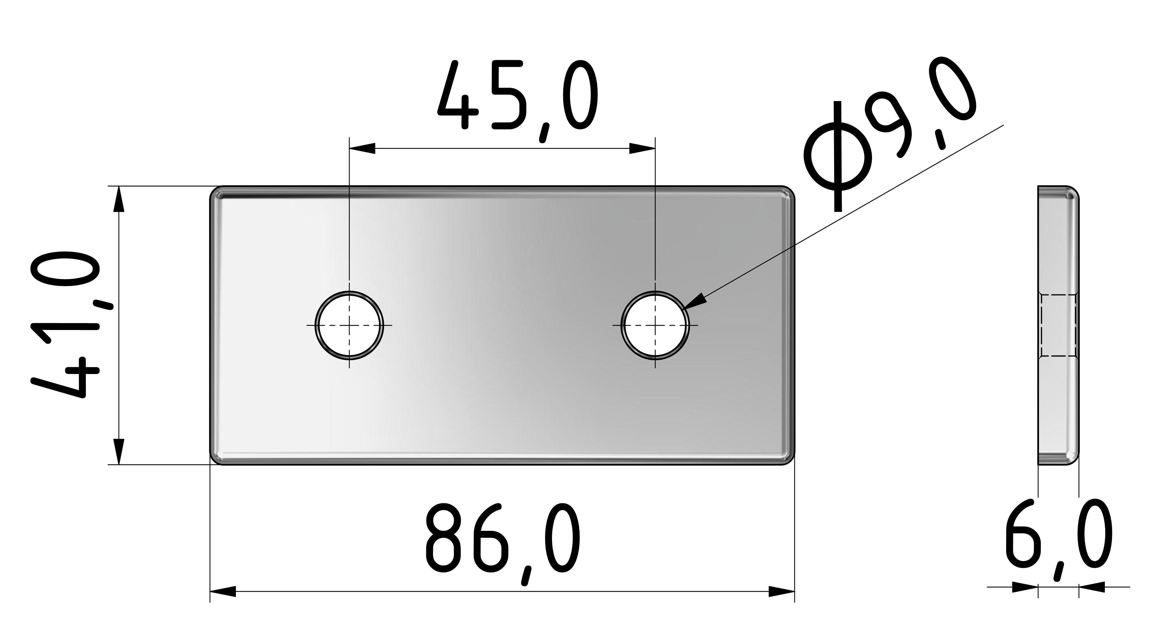 Verbinderplatte 45x90, eloxiert-10