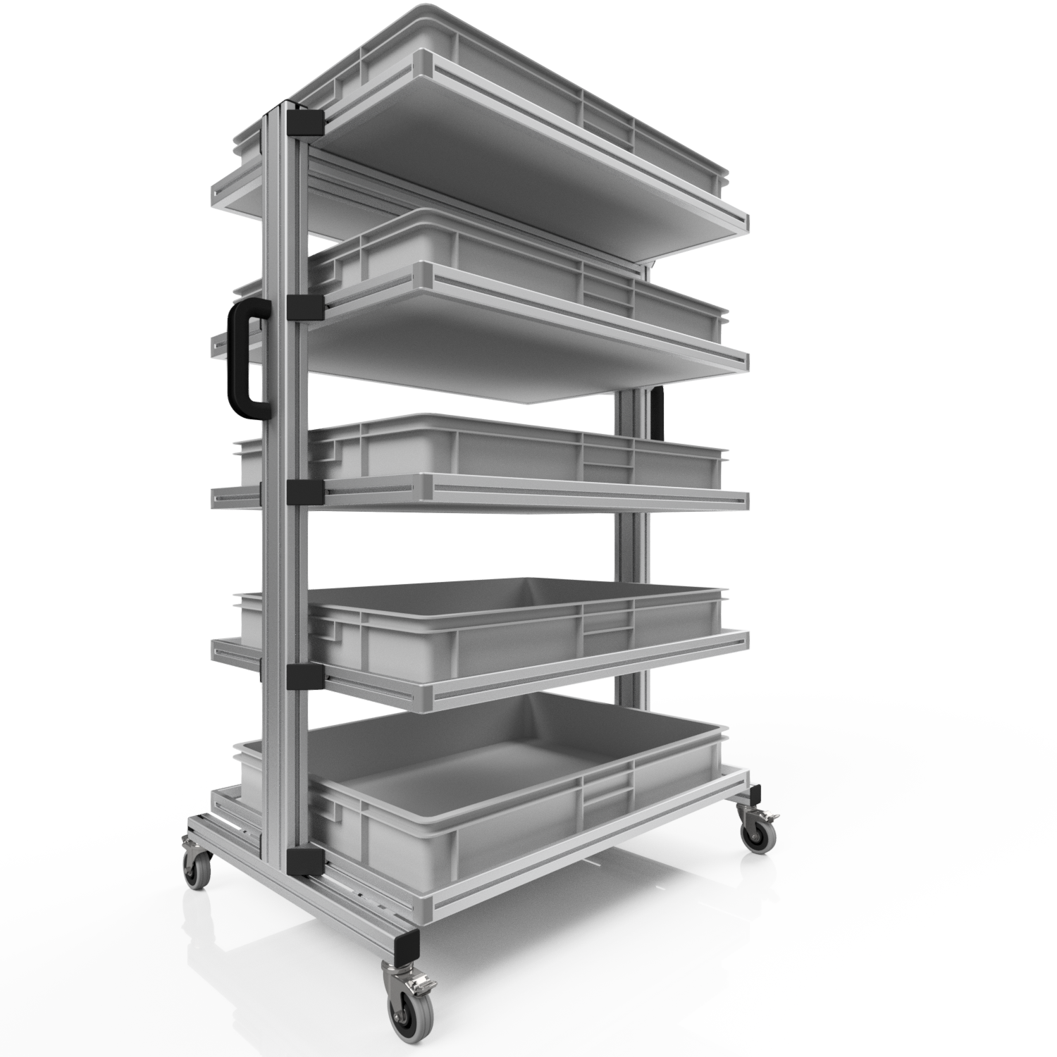 System trolley for Euro containers 80 x 60 H 134 cm without pull-out