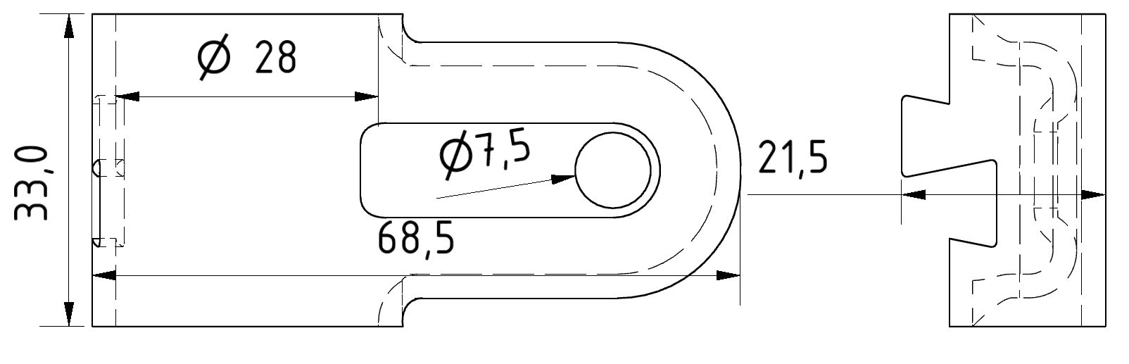 Schwenkverbinder A einseitig, vernickelt