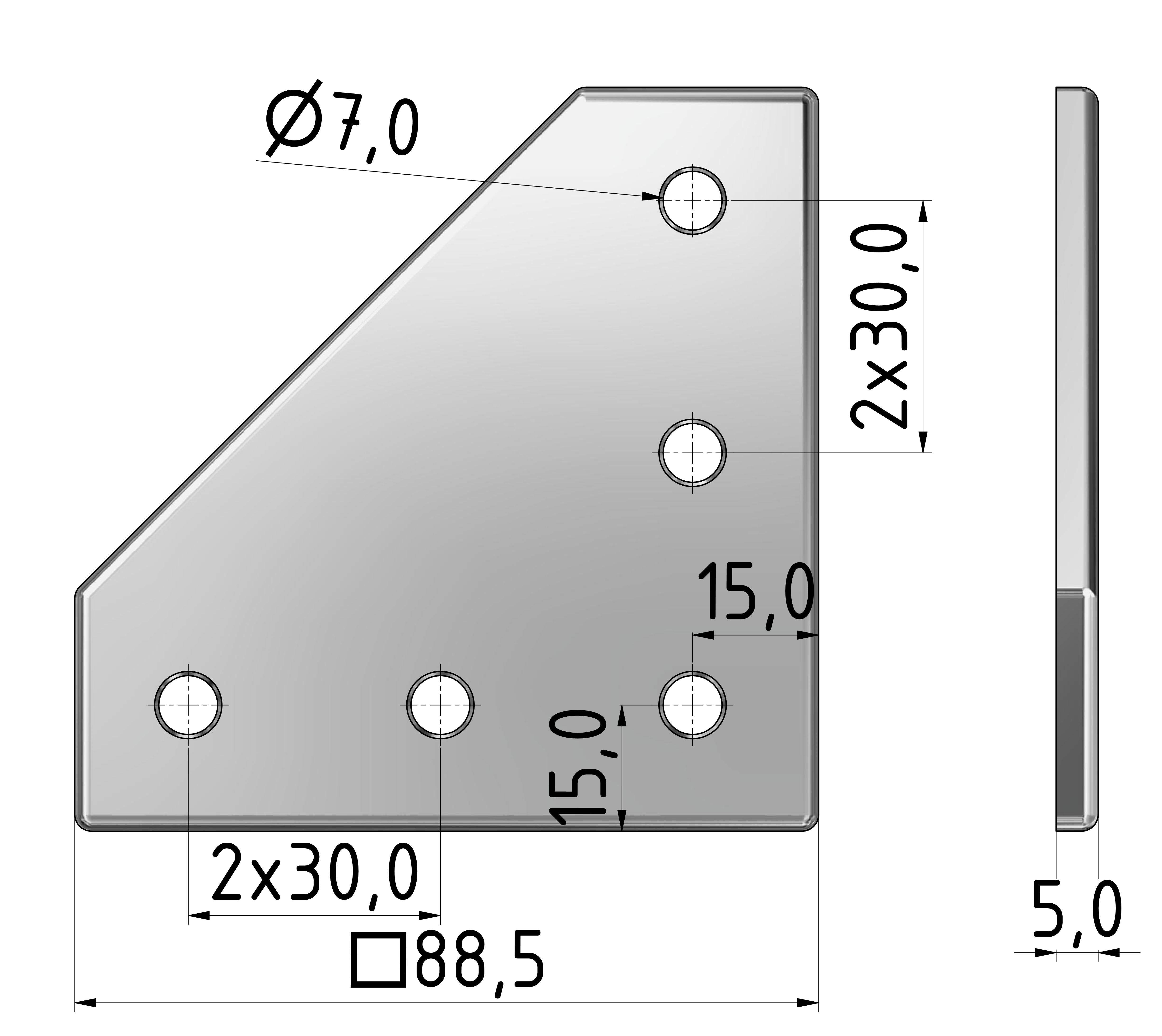 Verbinderplatte L 90x90, eloxiert-8