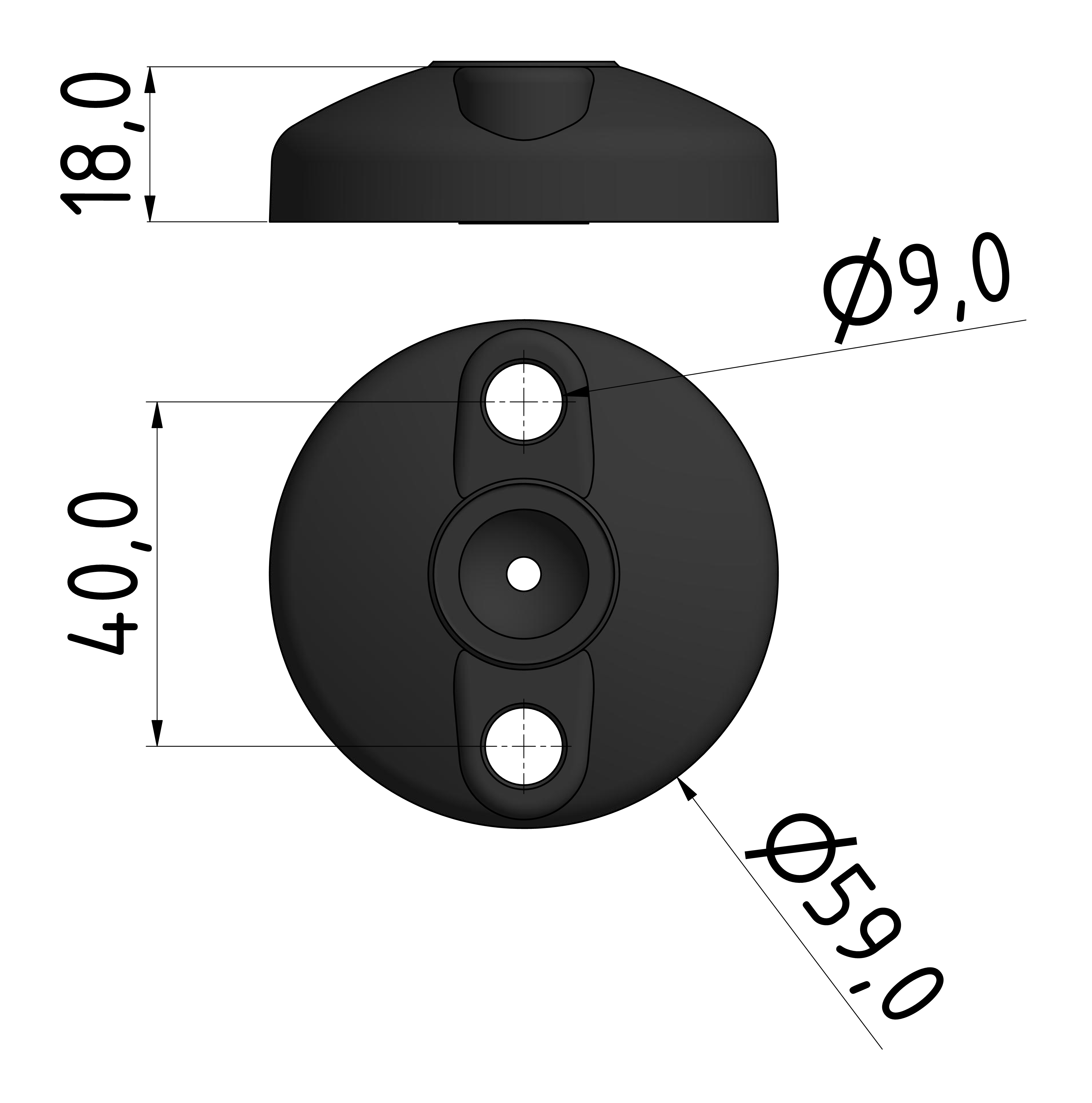Teller A DÜ D60 ZN, schwarz