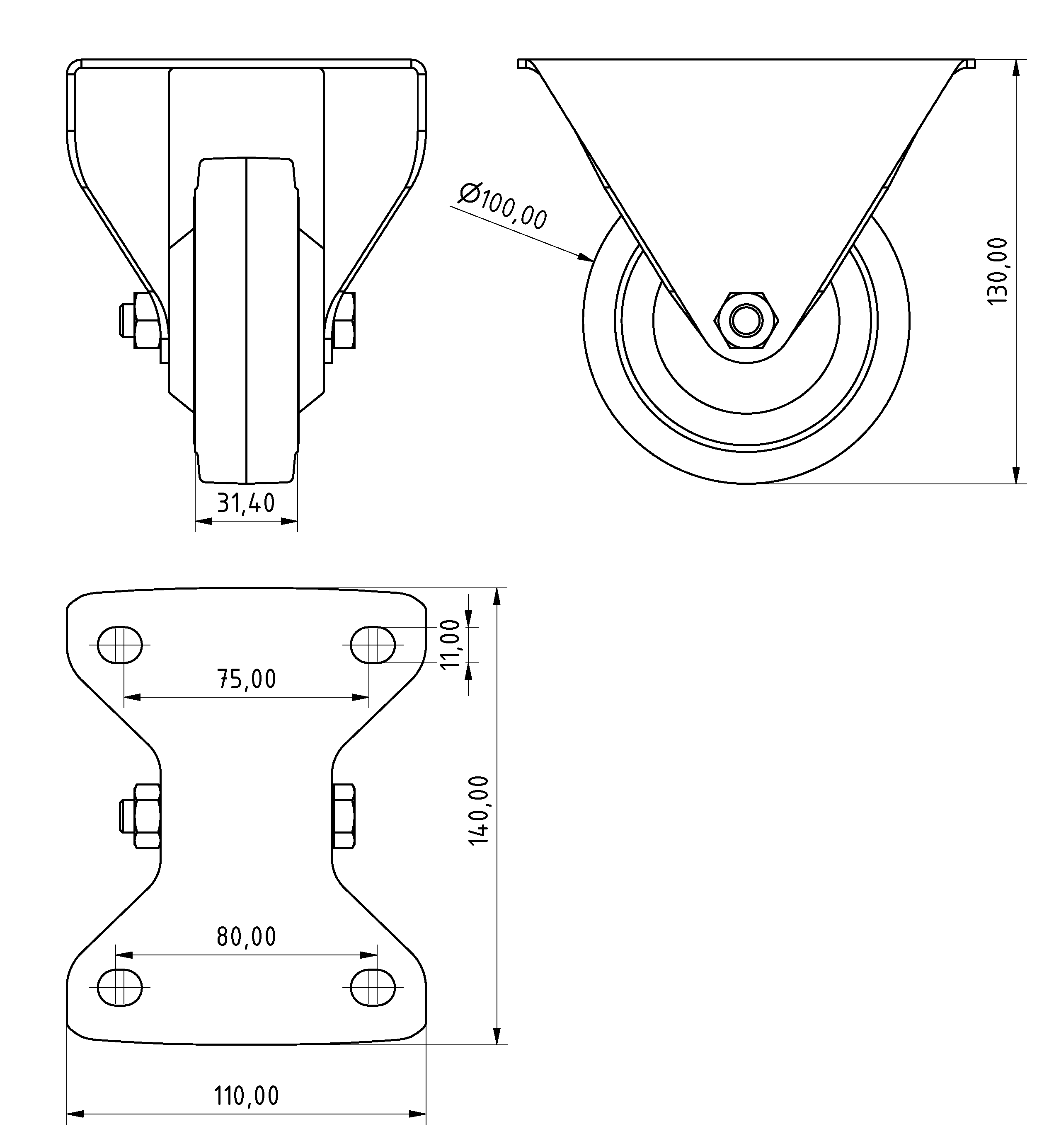 Bockrolle D100 140x110