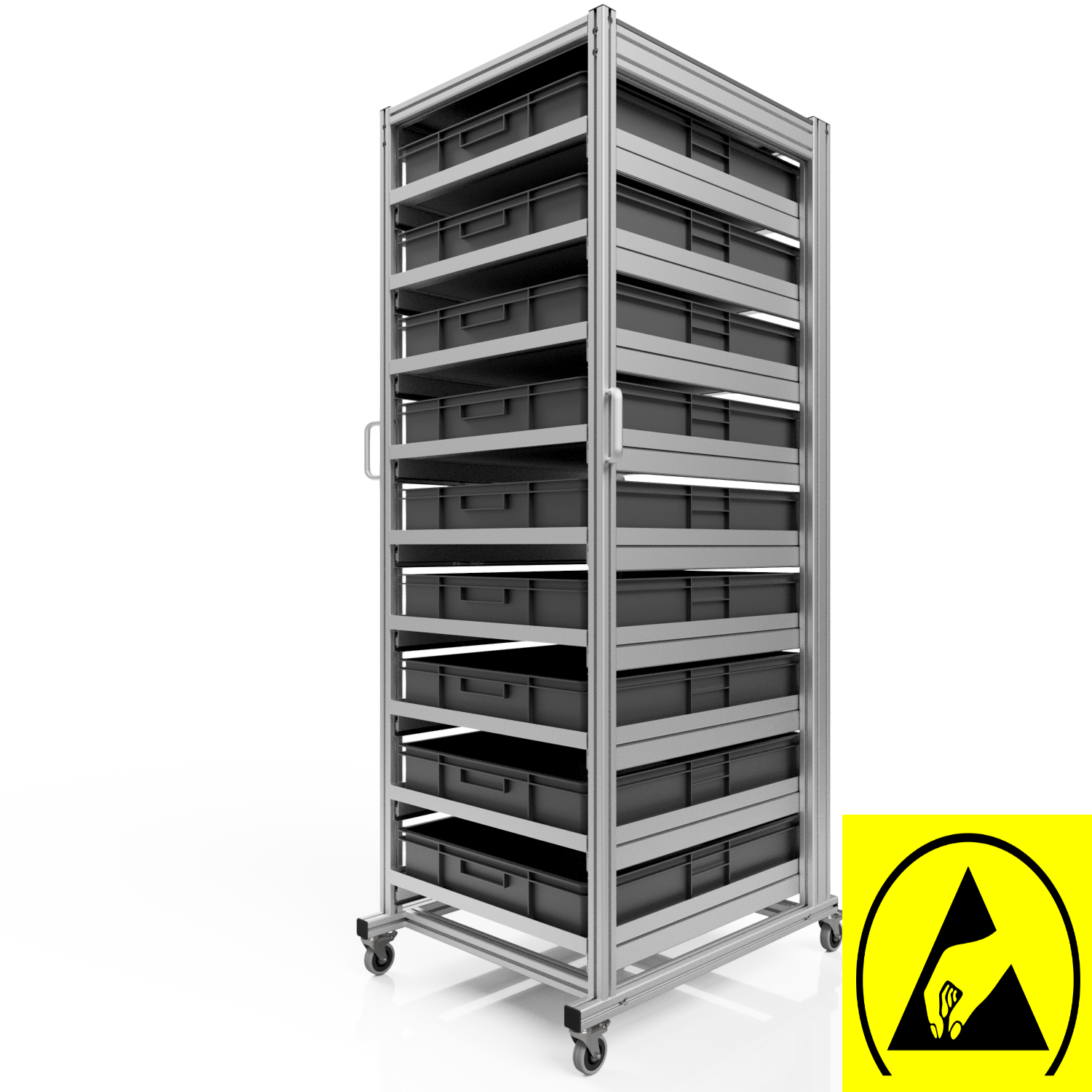 ESD system trolley for Euro containers 80x60 H 200 cm