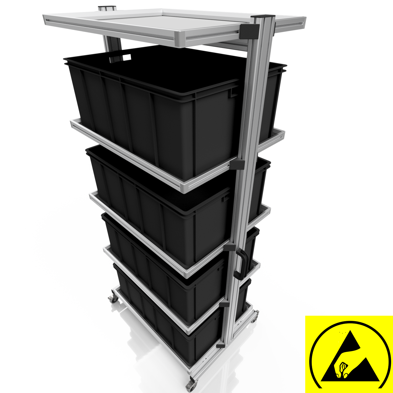 ESD system trolley for Euro containers 80 x 60 H 200 cm without pull-out