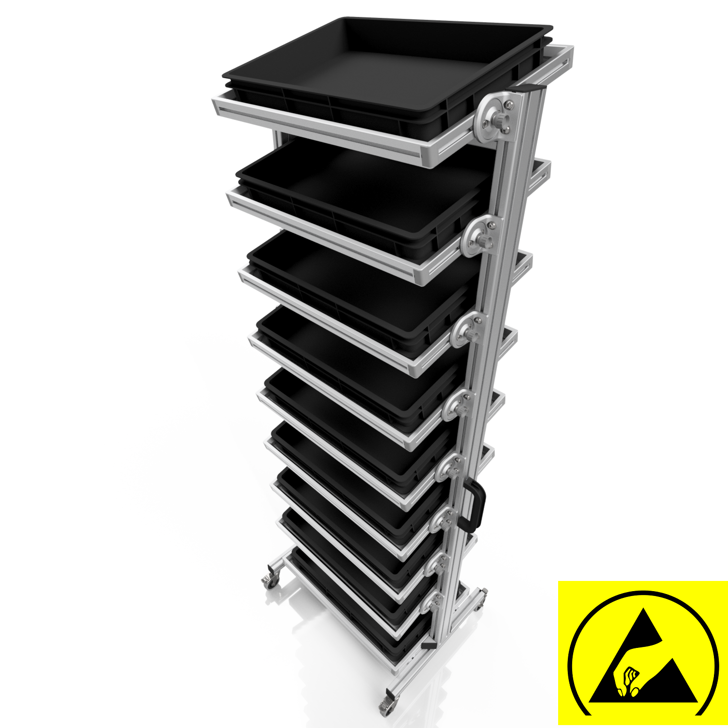 ESD Systemwagen für Eurobehälter 60 x 40 H 200 cm neigbar