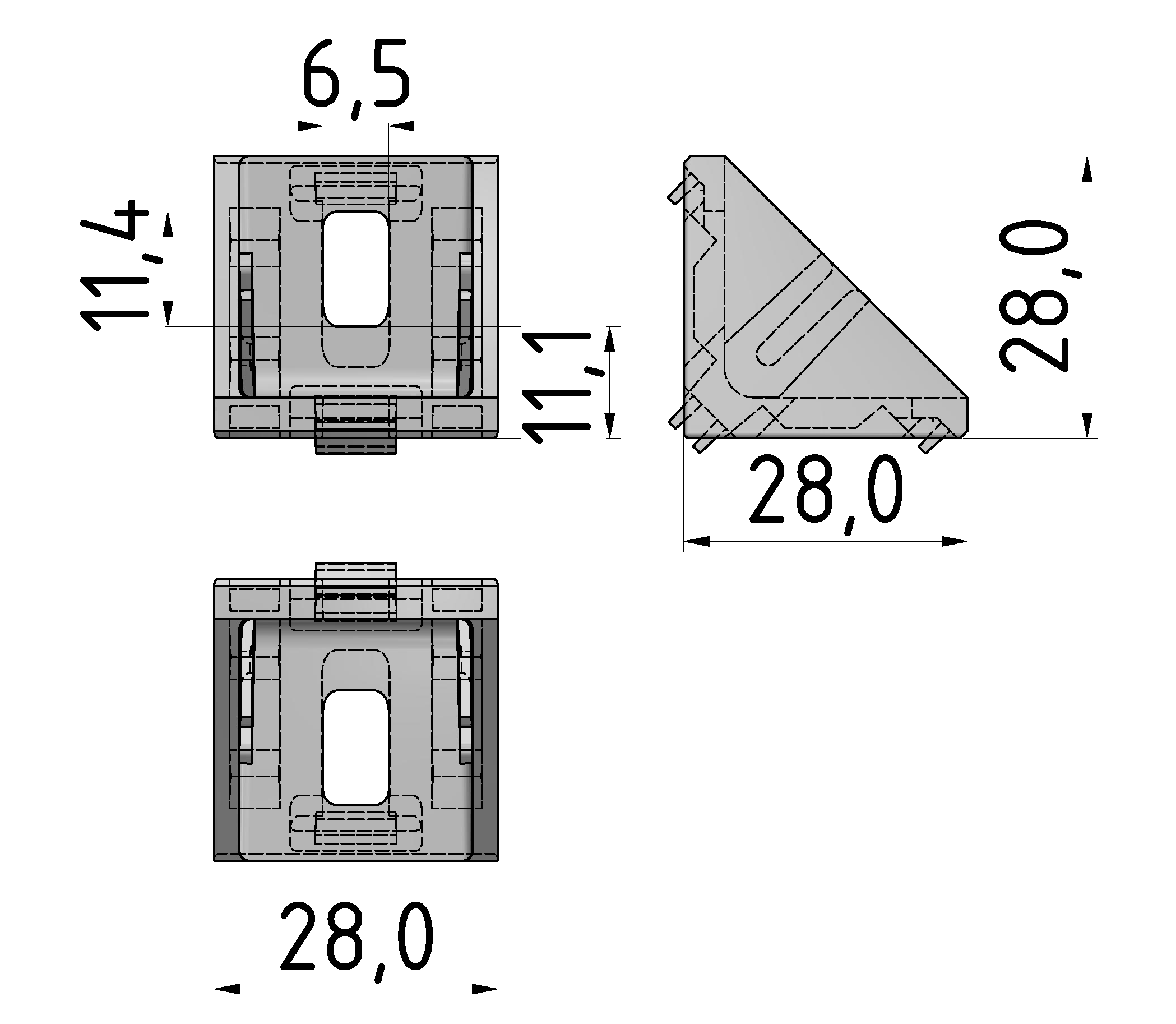 Winkel 830 30x30 Zn, weißaluminium