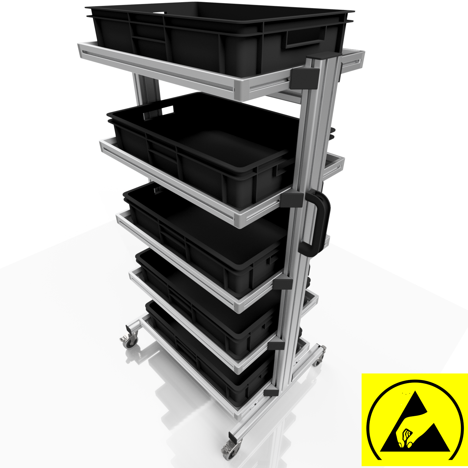 ESD system trolley for Euro containers 60 x 40 H 134 cm without pull-out  ESD system trolley for Euro containers 60 x 40 H 134 cm without pull-out
