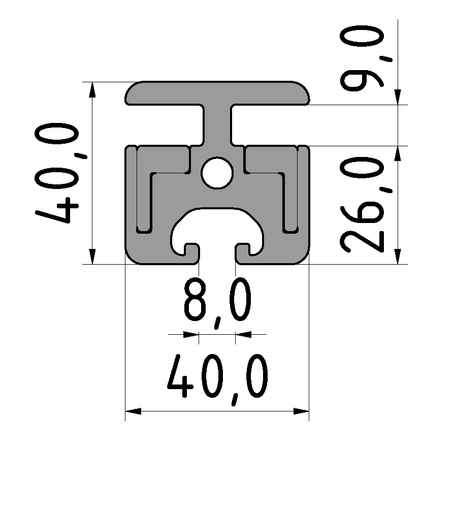 Clamp Profile 8 40x40-180°, natural