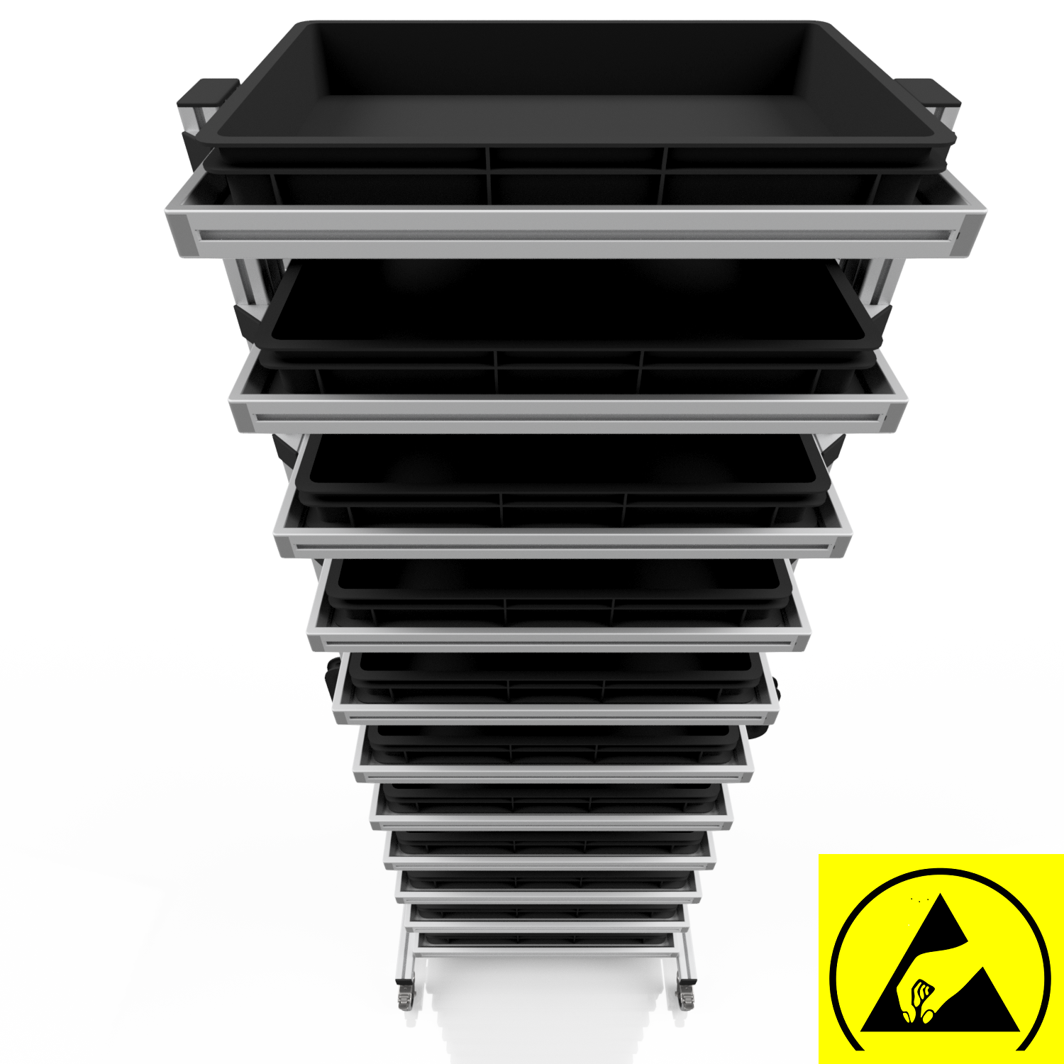 ESD Systemwagen für Eurobehälter 60 x 40 H 200 cm ohne Auszug
