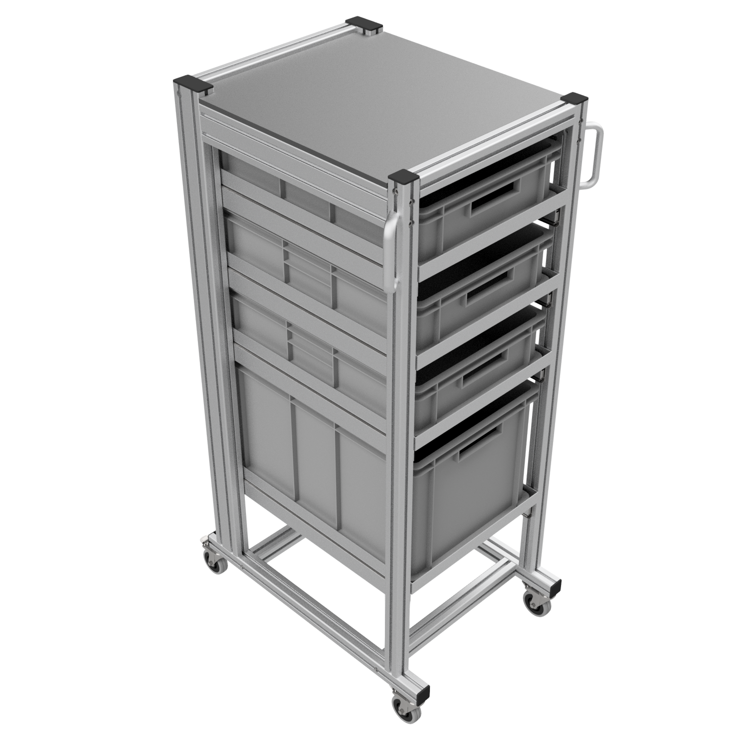 Systemwagen für Eurobehälter 60x40 H 134 cm