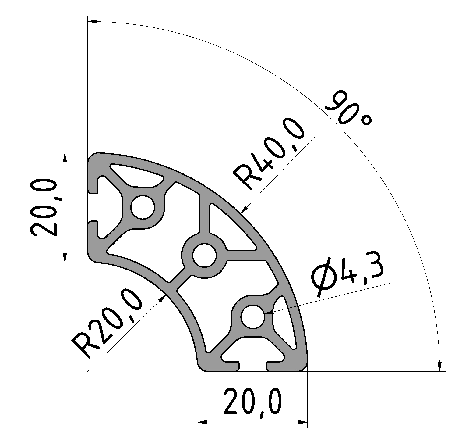 Profil 5 R20/40-90°, natur