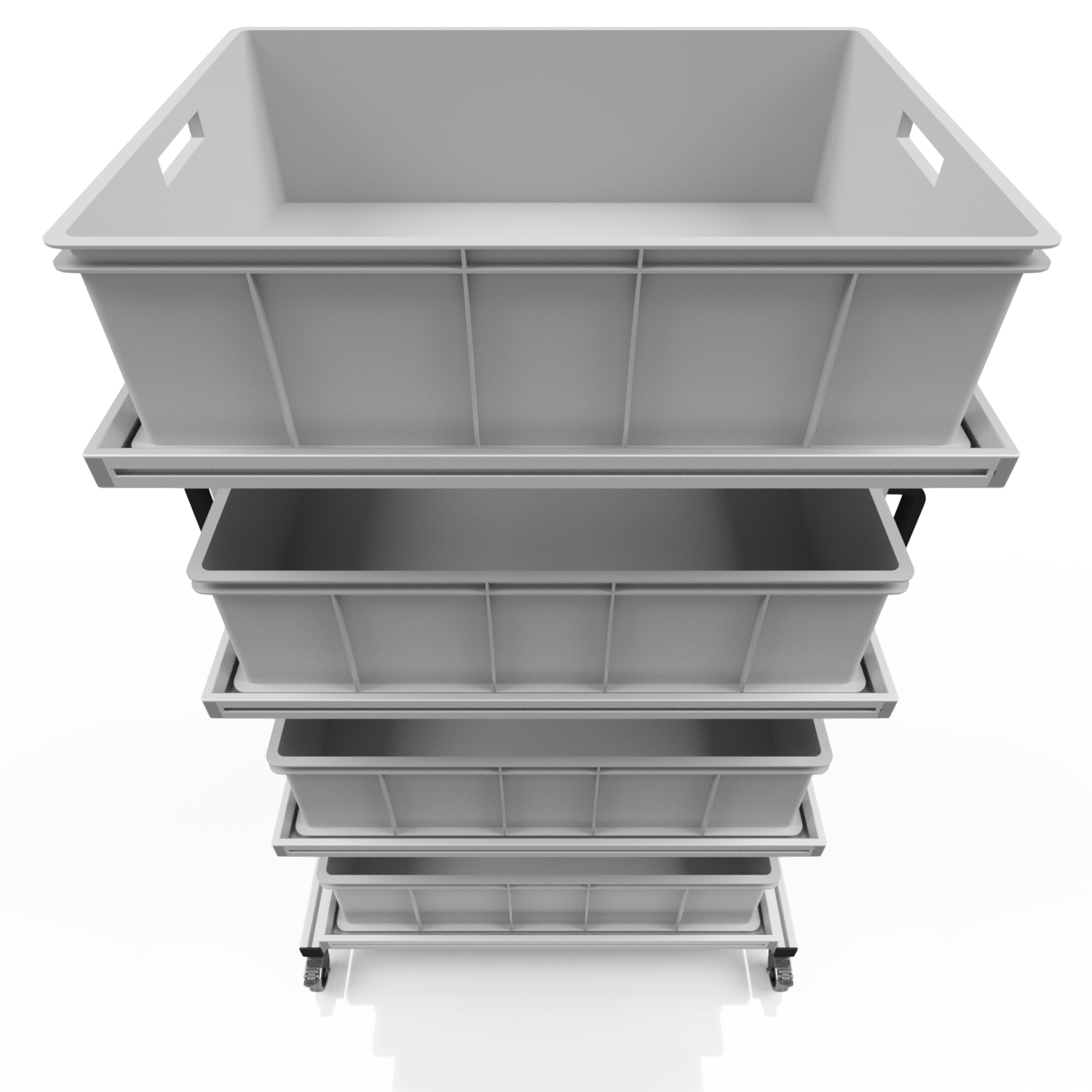 System trolley for Euro containers 80 x 60 H 134 cm without pull-out