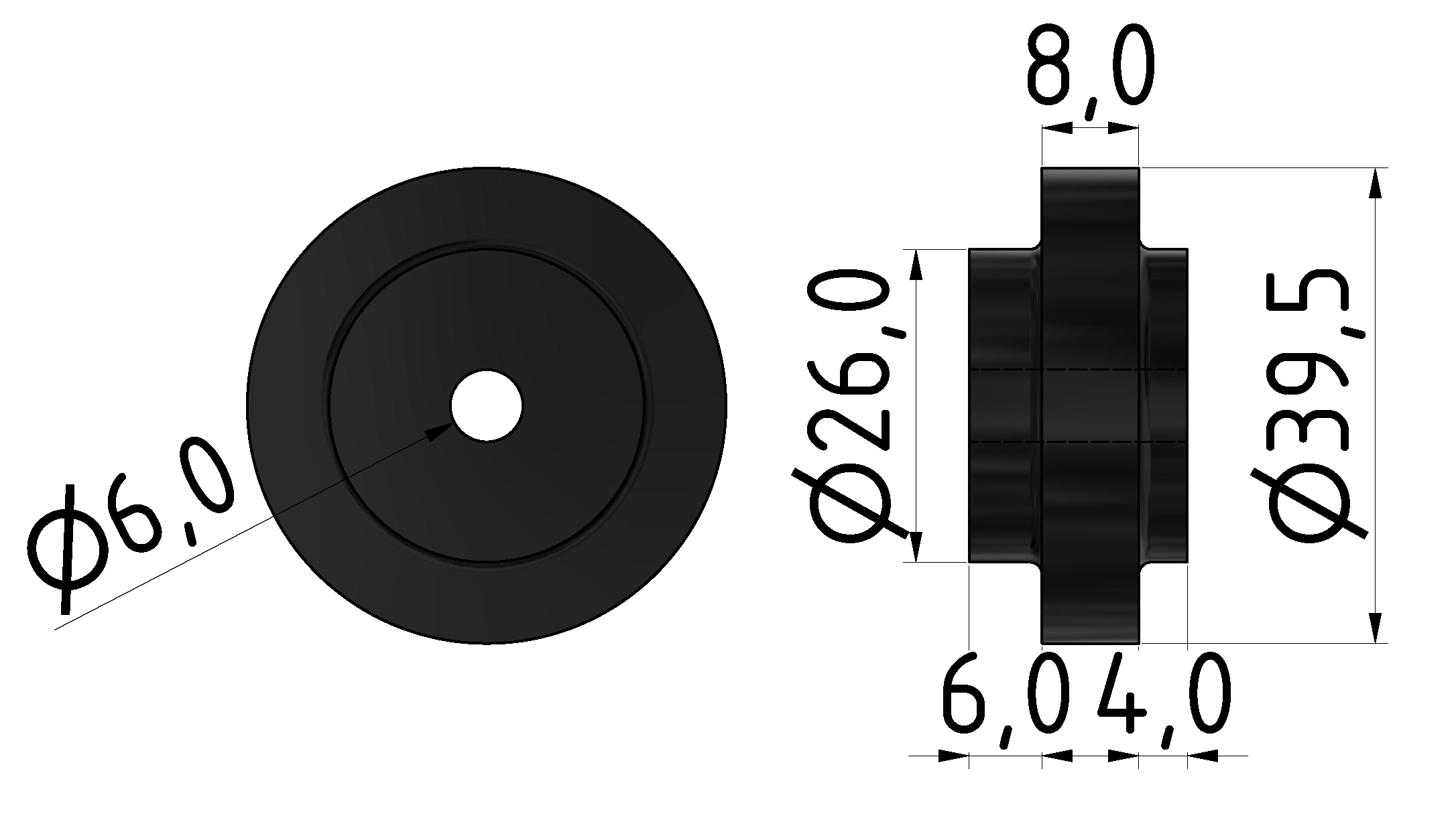Rolle 8, schwarz Rolle 8, schwarz