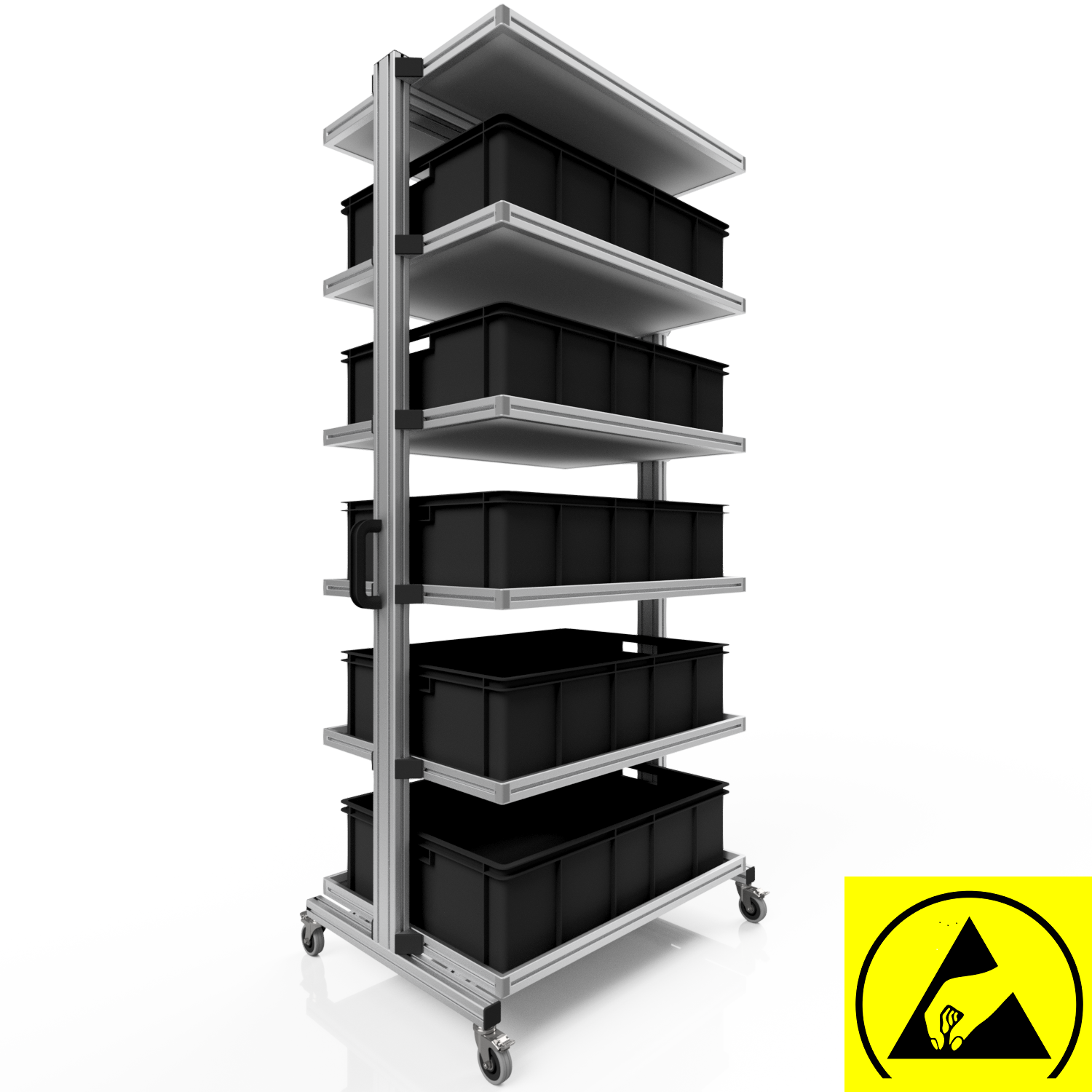 ESD system trolley for Euro containers 80 x 60 H 200 cm without pull-out