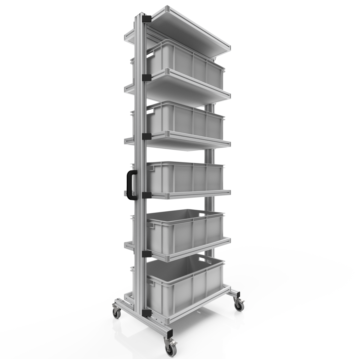 Systemwagen für Eurobehälter 60 x 40 H 200 cm ohne Auszug 