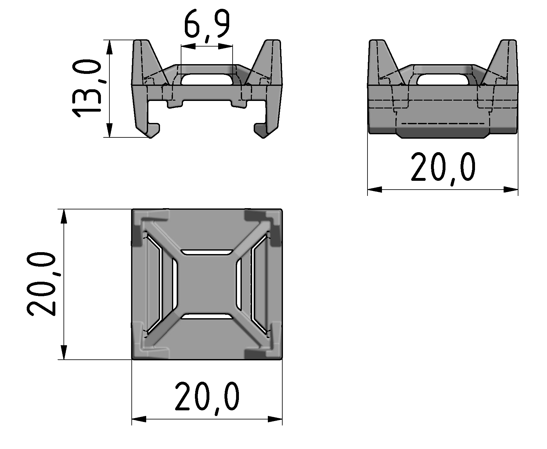 Universal Holder Set D30, grey ZL1997
