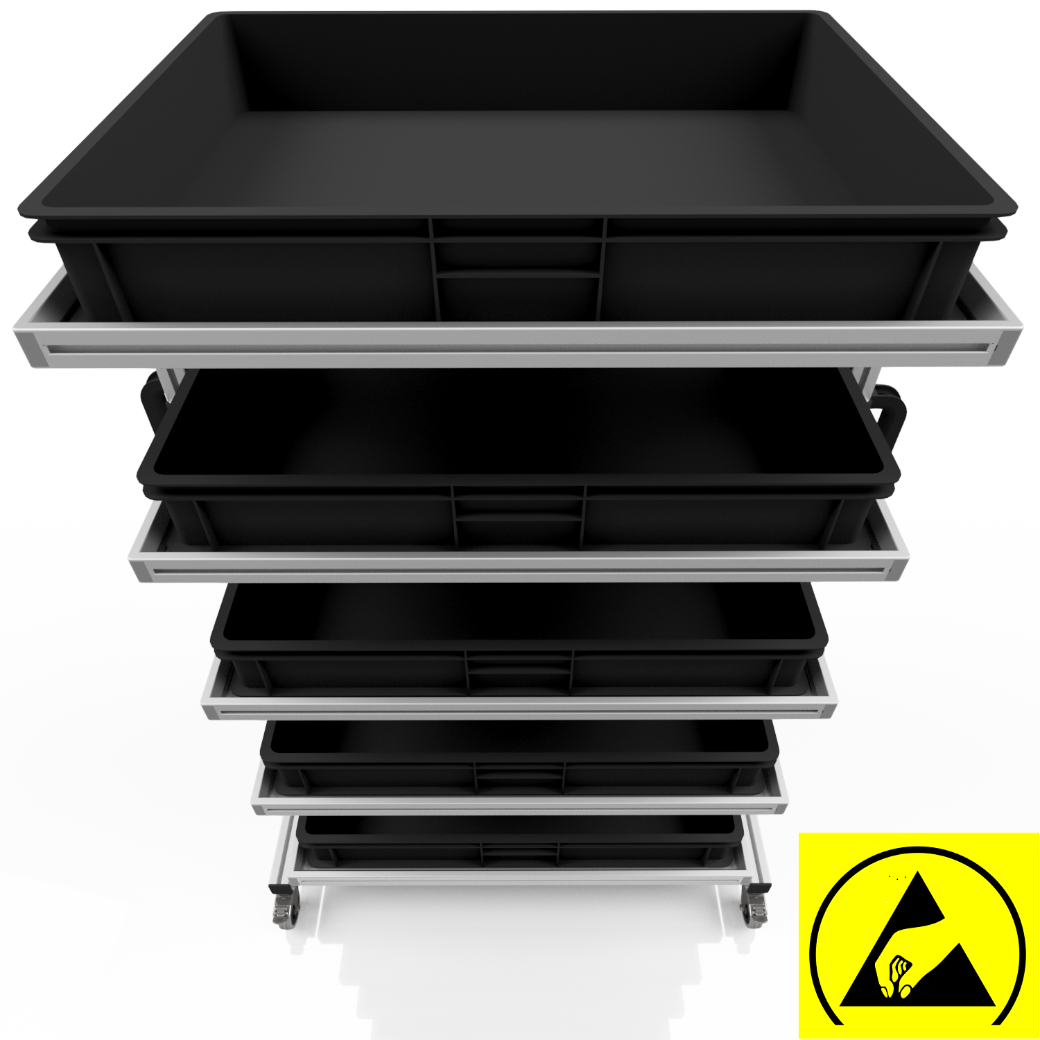 ESD Systemwagen für Eurobehälter 80 x 60 H 134 cm ohne Auszug 