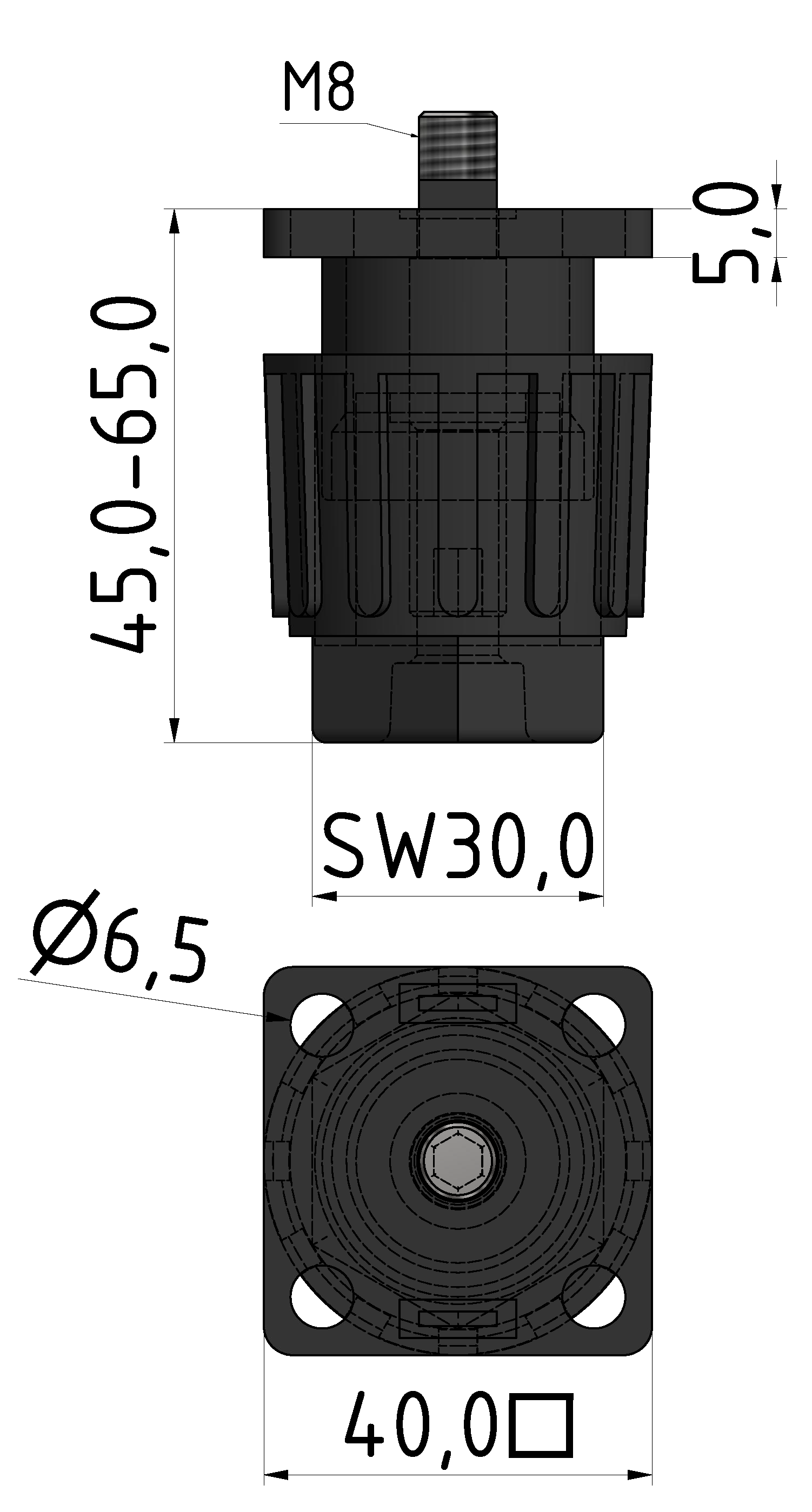 Stellfuß 8 PA