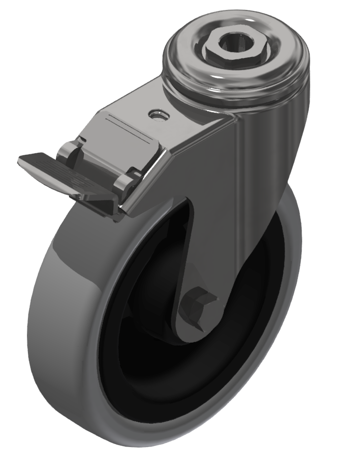 Castor D125 swivel with double-brake, bright zinc-plated-8