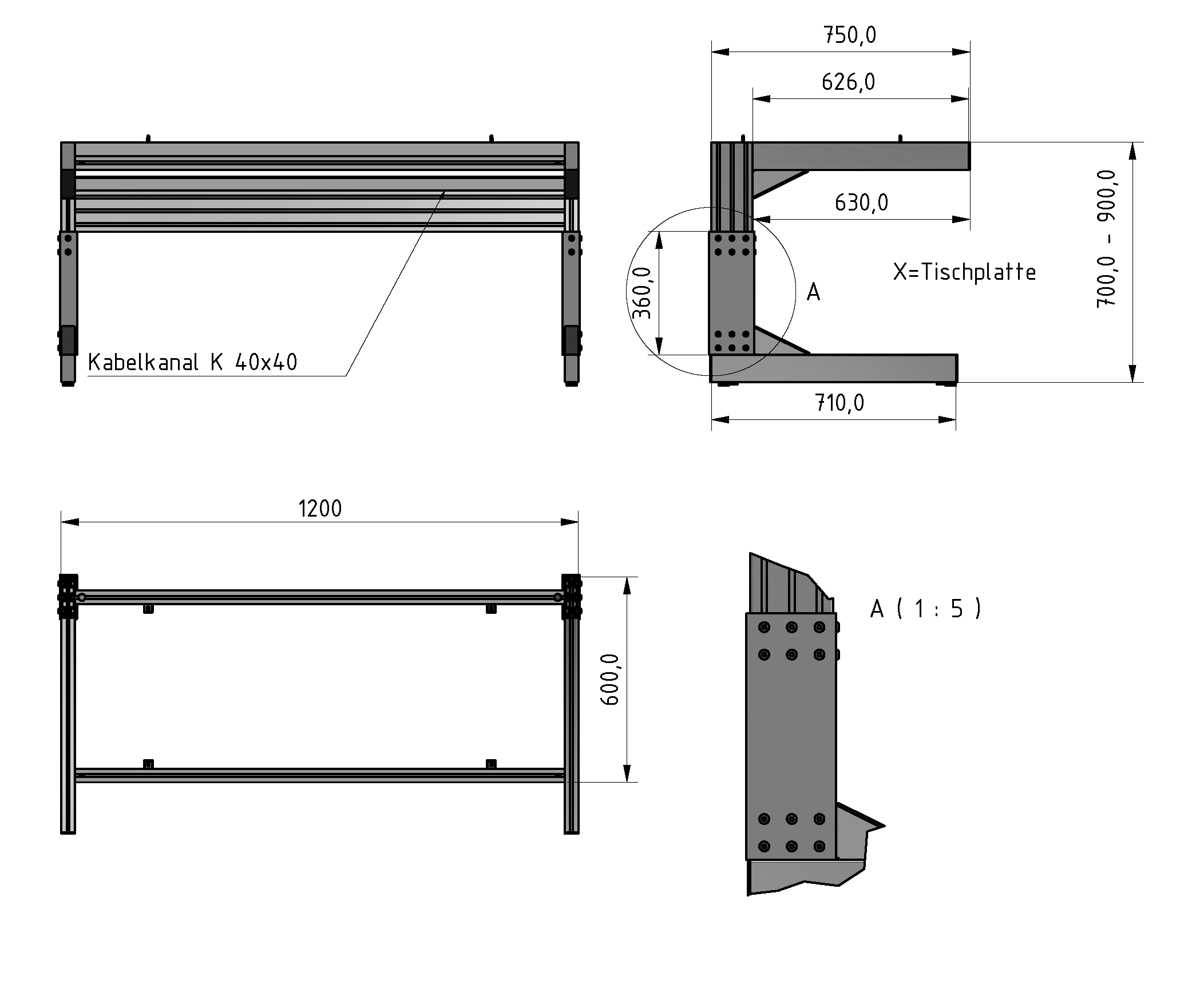 C Line  table frame