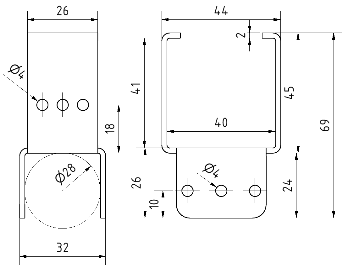 Rollenschienensabilisator Set Alu-D28