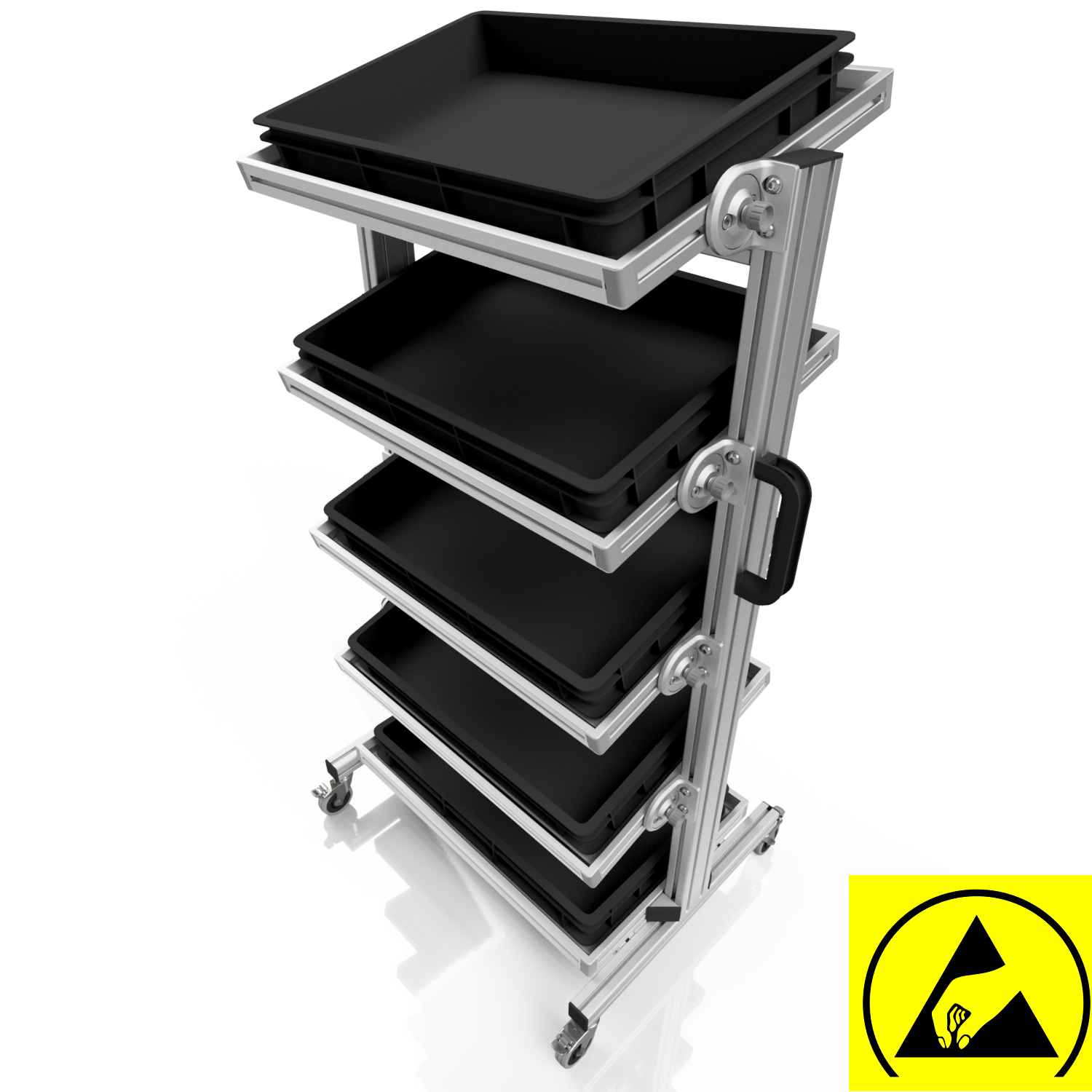 ESD system trolley for Euro containers 60 x 40 H 134 cm tiltable ESD system trolley for Euro containers 60 x 40 H 134 cm tiltable