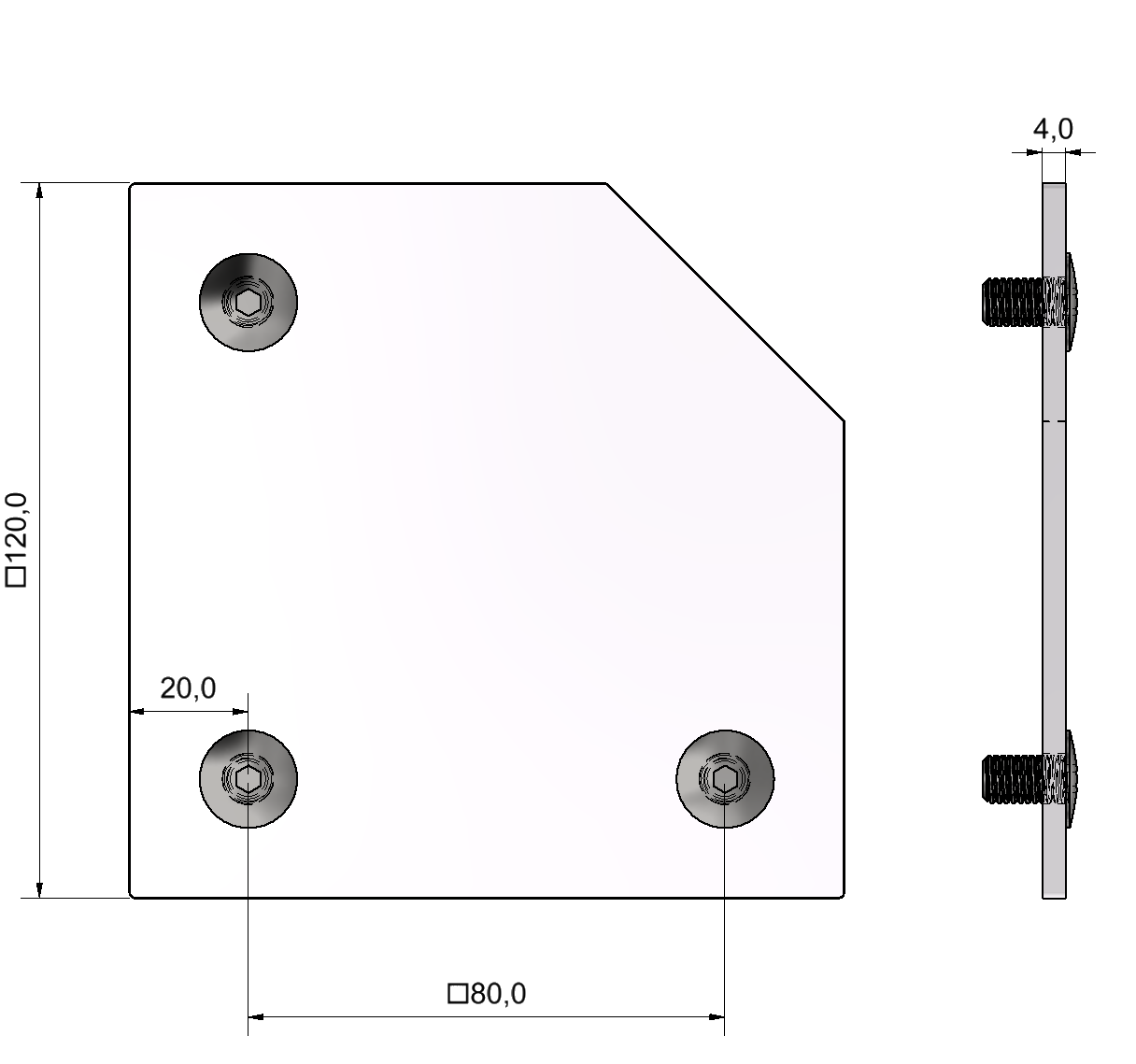 Abdeckkappe X 8 120x120-45° Al