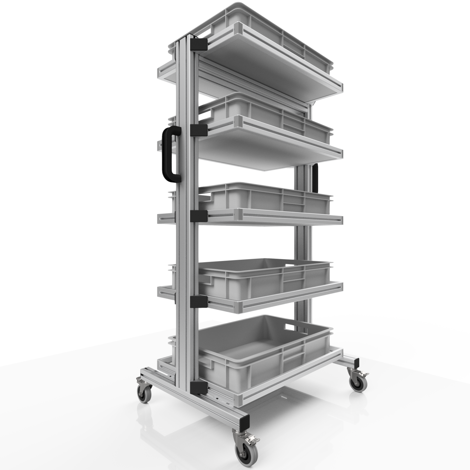 Systemwagen für Eurobehälter 60 x 40 H 134 cm ohne Auszug 