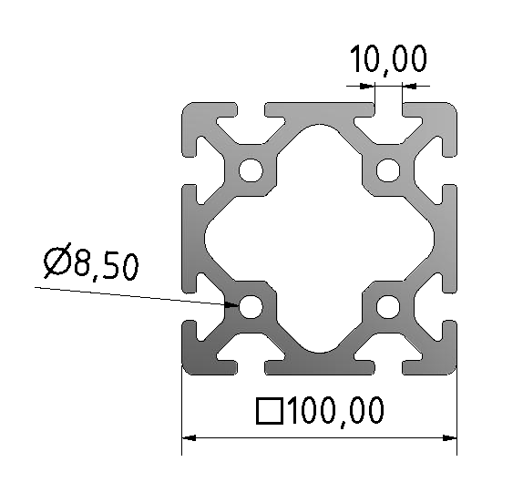 Profil 10 100x100, natur Profil 10 100x100, natur