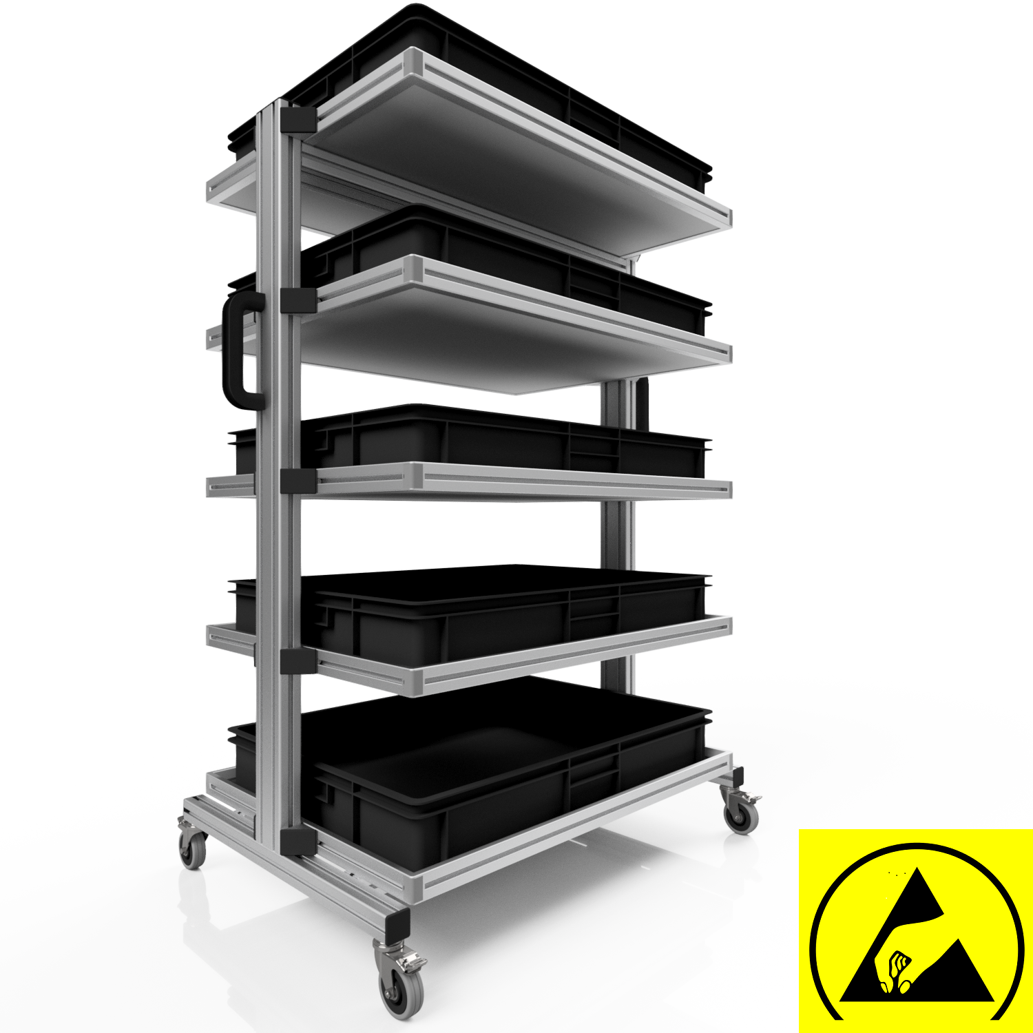 ESD Systemwagen für Eurobehälter 80 x 60 H 134 cm ohne Auszug 