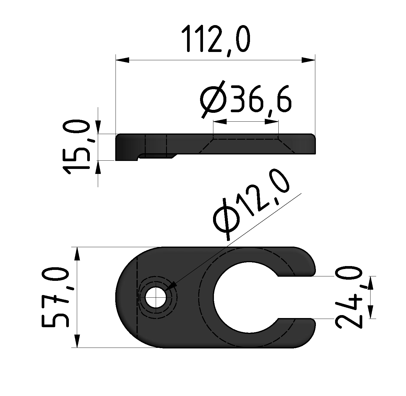 Klemmlasche D60, schwarz