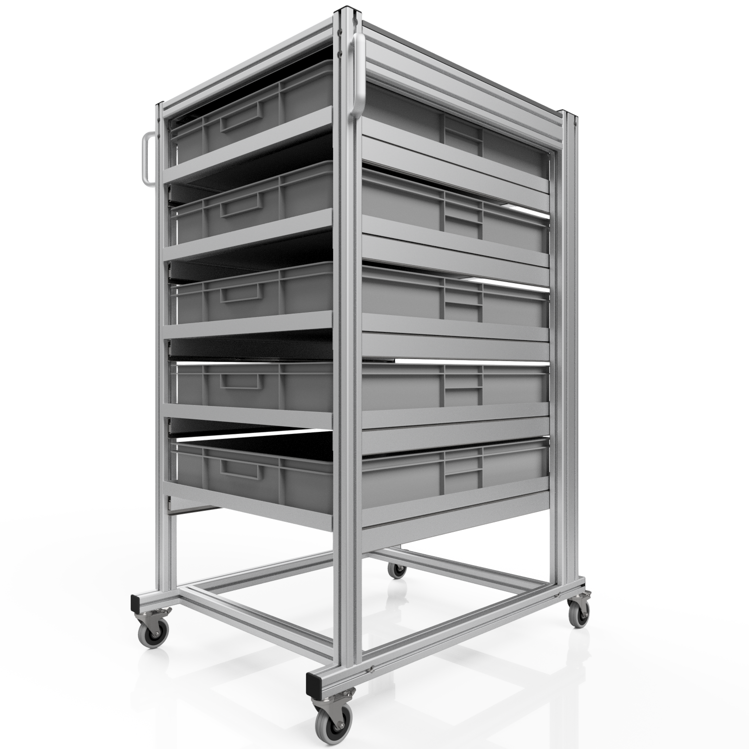 Systemwagen mit Eurobehälter 80x60 H 134 cm 