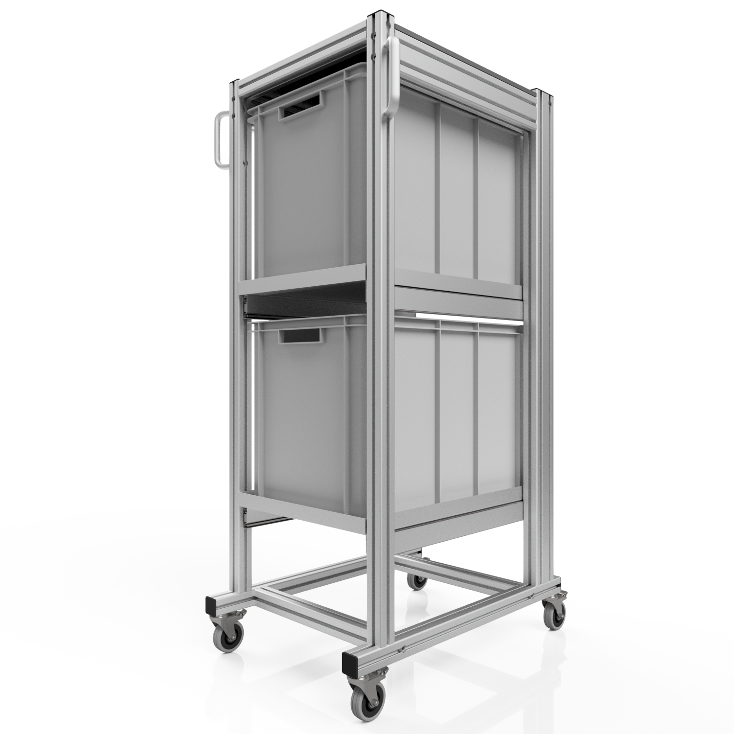 Systemwagen mit Eurobehälter 60x40 H 134 cm