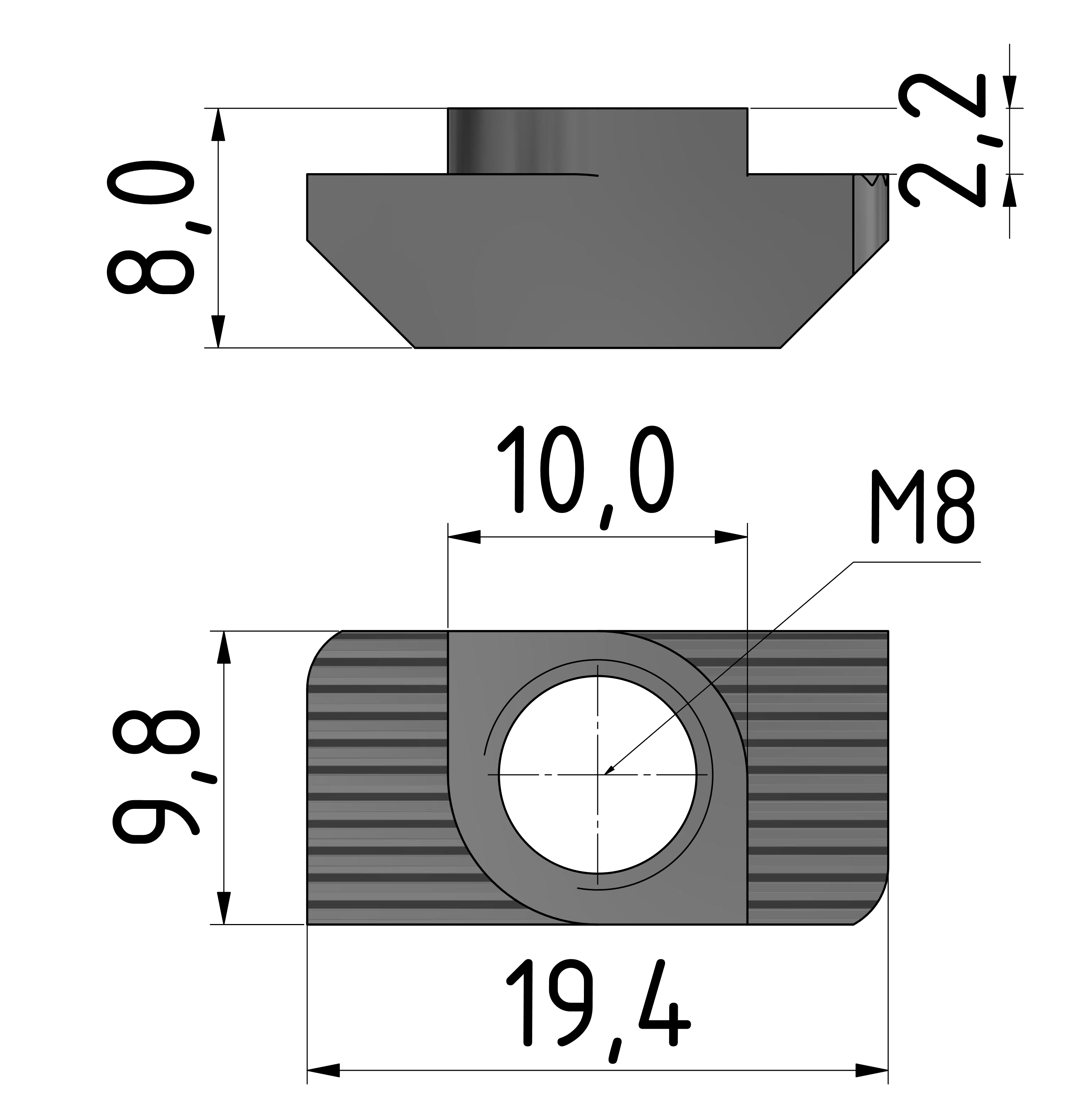 Hammermutter M8, Edelstahl mit Bremsmoment-10