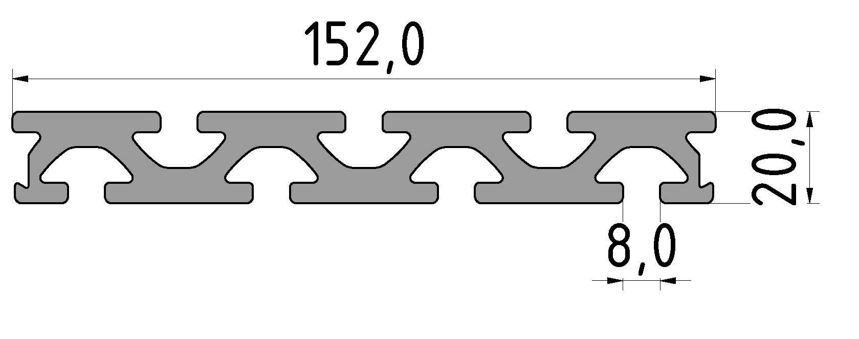Plattenprofil 8 152x20, natur
