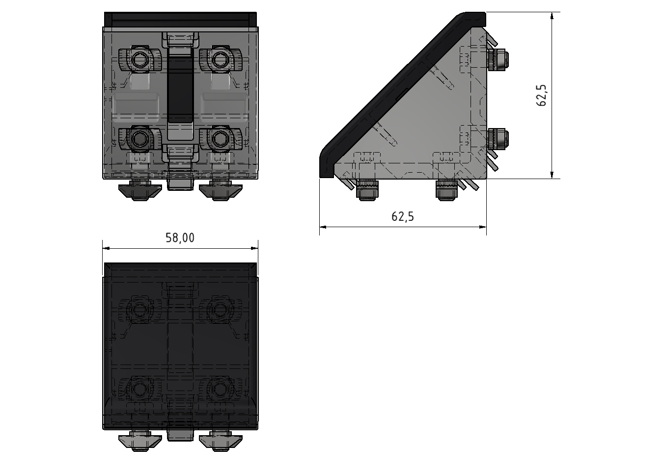 Winkelsatz 60x60, weißaluminium-8