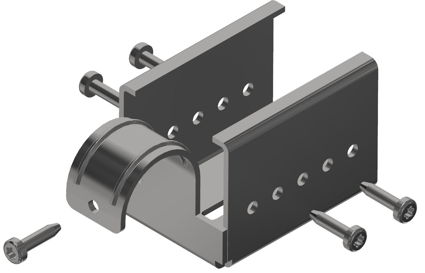 Rollenschienenaufnahme rund mittig Set Alu-D28