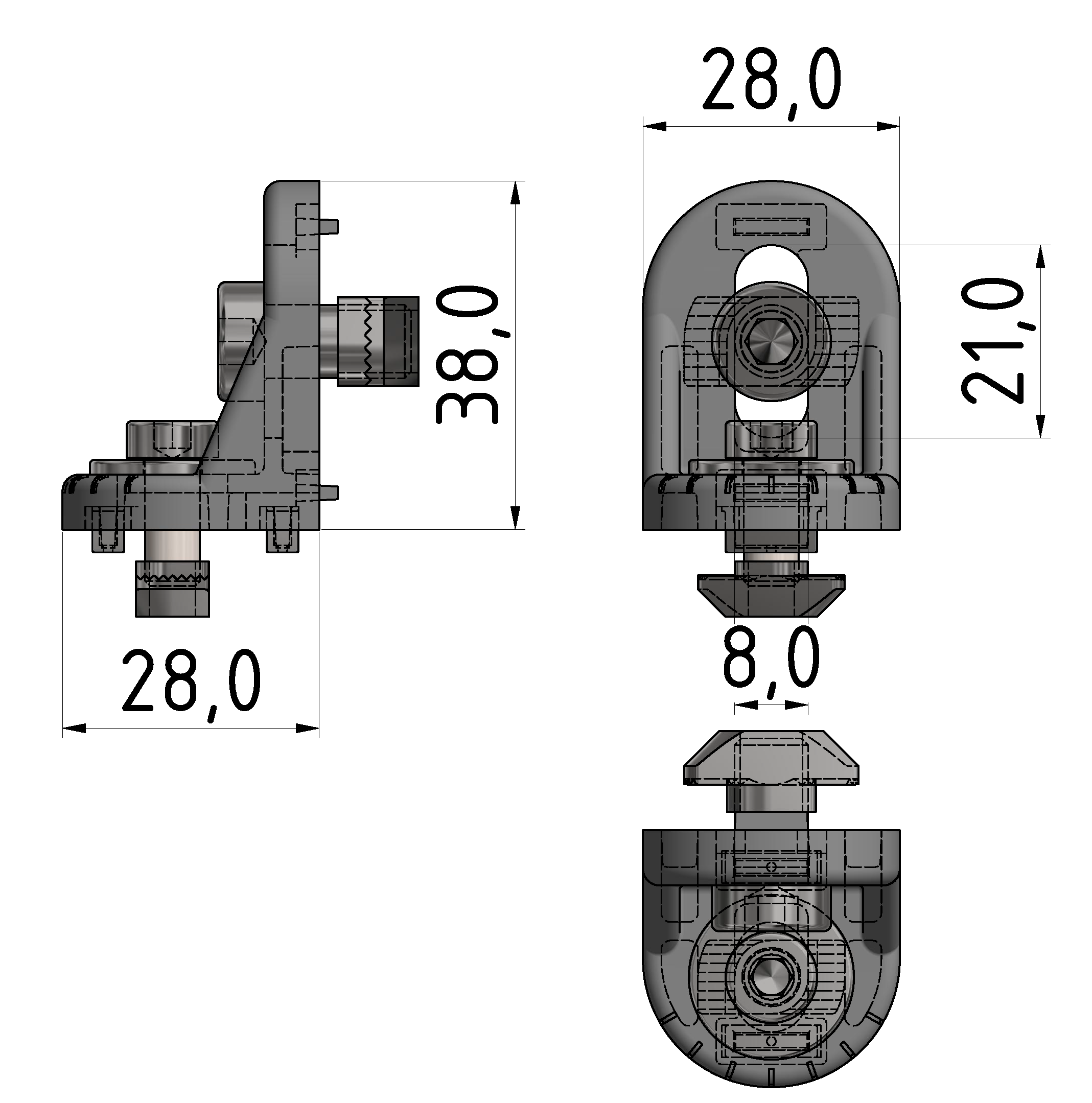 Turning Angle Set B 30, white aluminium-10