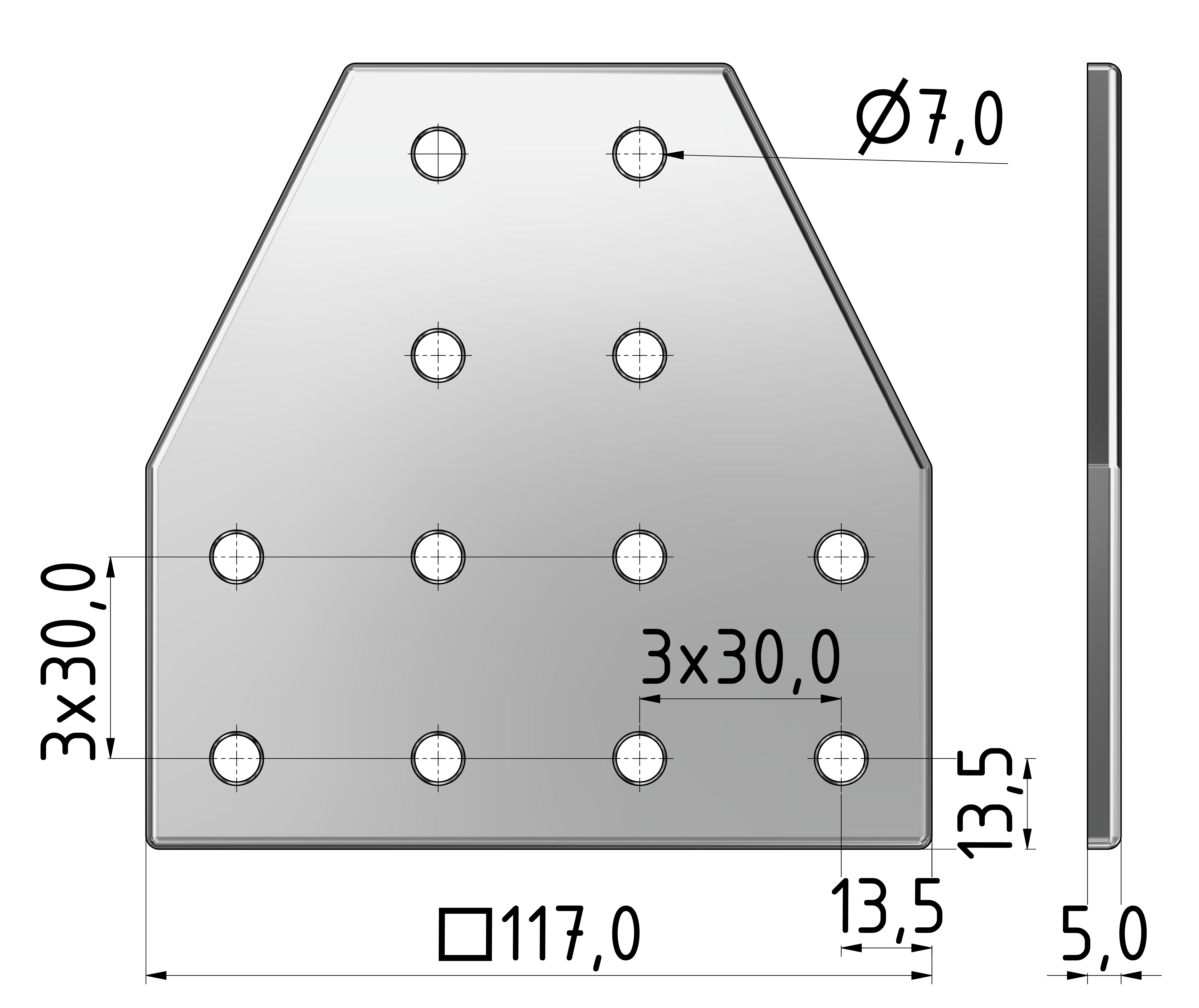 Verbinderplatte T 120x120, eloxiert-8