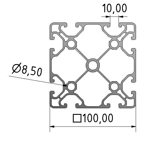 Profil 10 100x100 E, natur Profil 10 100x100 E, natur
