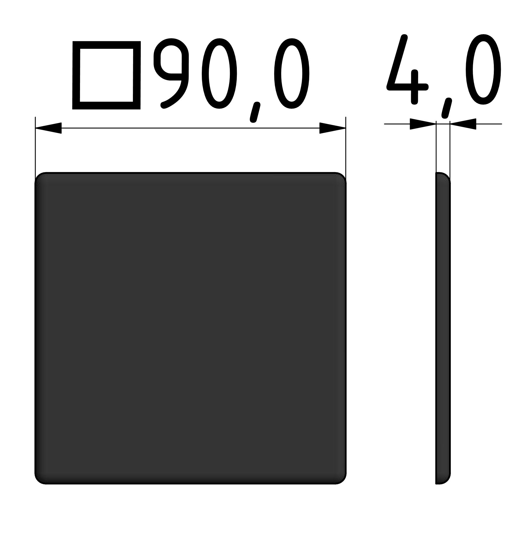 Abdeckkappe 90x90 schwer, schwarz-10 Abdeckkappe 90x90 schwer, schwarz-10
