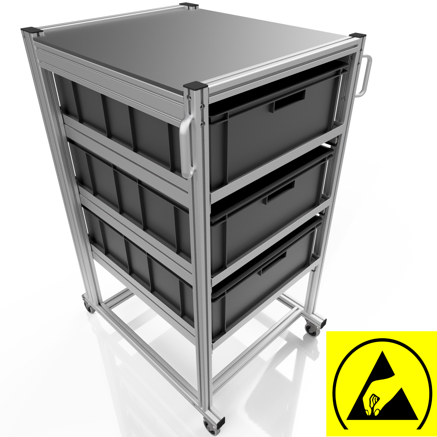 ESD Systemwagen für Eurobehälter 80x60 H 134 cm